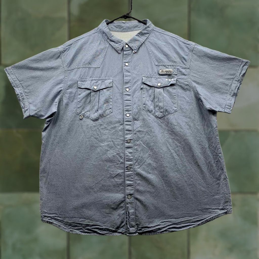 Vintage Columbia PFG Pearl Snap Shirt Mens XXL 2XL Blue Fishing Outdoors Vented FM1019 Size US XXL / EU 58 / 5 - 1 Thumbnail
