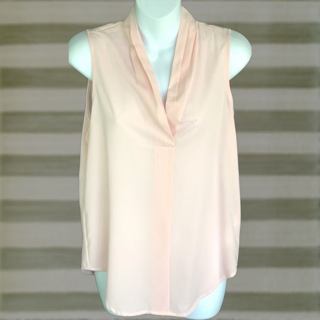 Pinko Dex NY Sleeveless Top Blouse S Pink Chiffon Pleated V-Neck Workwear Casual Women’s Size S / US 4 / IT 40 - 1 Thumbnail