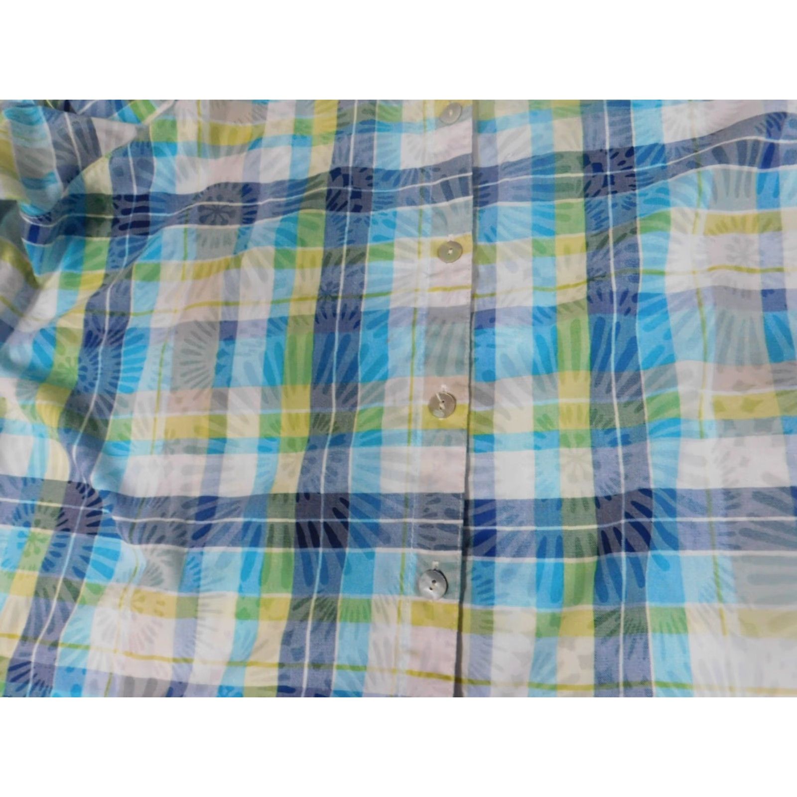 Vintage Alfred Dunner Button-Up Shirt Casual Women 14 Green Plaid Long Sleeve Collared Cotton Down Stretch Vintage? No (omit N/A) Size XL / US 12-14 / IT 48-50 - 4 Thumbnail