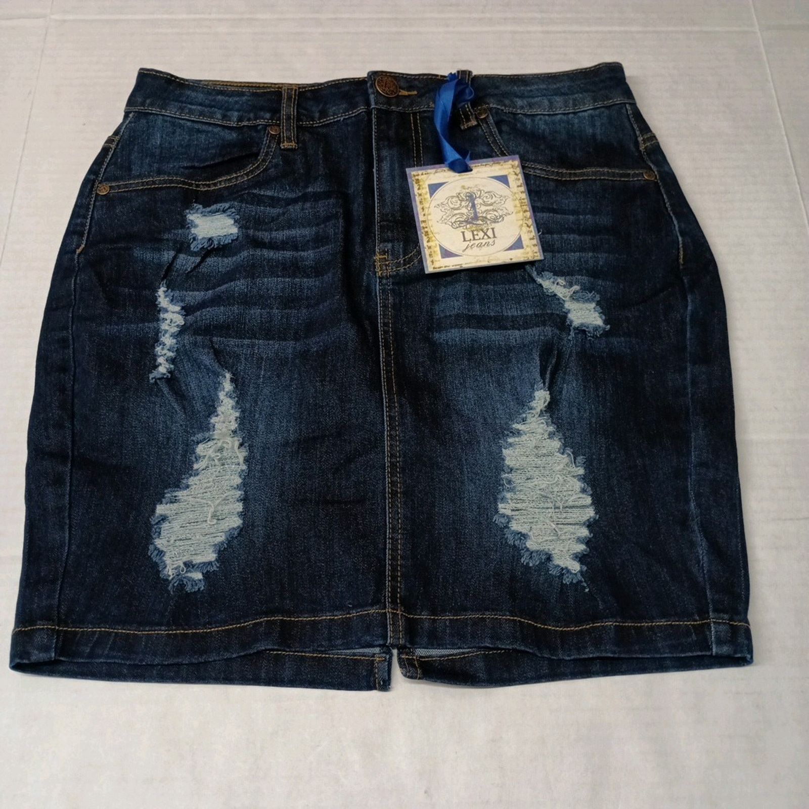 Other Lexi Jeans Skirt Women's 12 Distressed Denim Pencil Straight Size 34" / US 12 / IT 48 - 1 Thumbnail