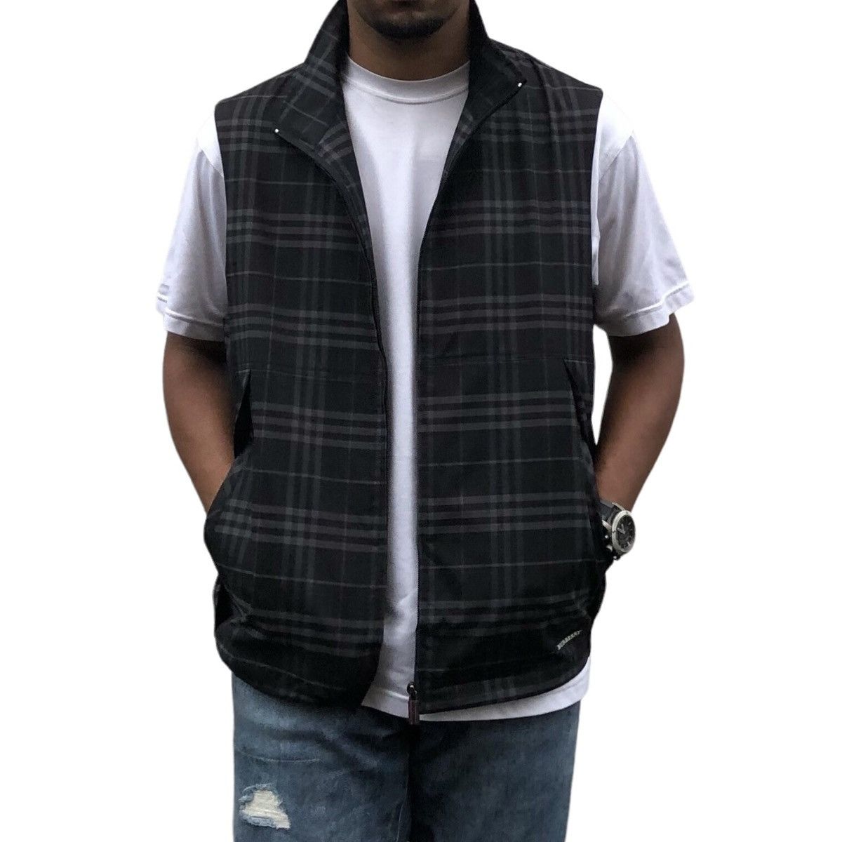Burberry Burberry London Golf Checked Novacheck Vest Nylon Jacket Size US L / EU 52-54 / 3 - 2 Thumbnail