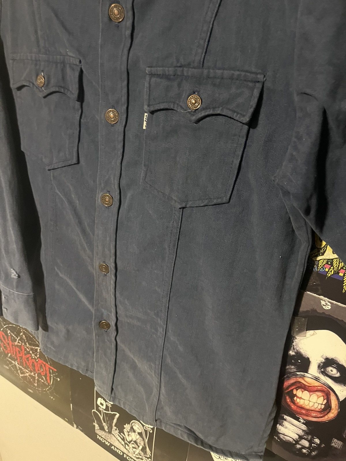 Levi's Vintage 70’s 80s Levi’s heavy Button down Navy Point collar Size US L / EU 52-54 / 3 - 5 Thumbnail