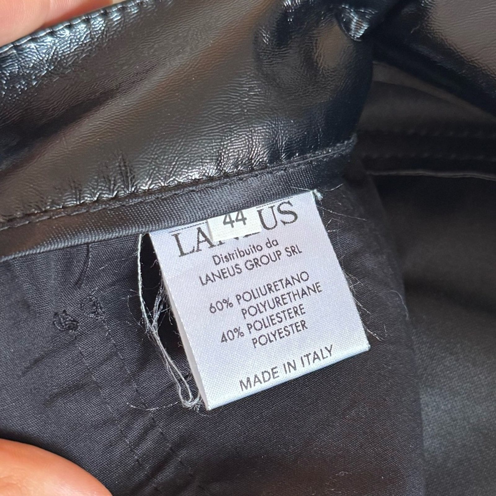 Laneus Laneus NWT Women’s Glossy Black Trousers/ Leather Pants Size 31" - 4 Thumbnail