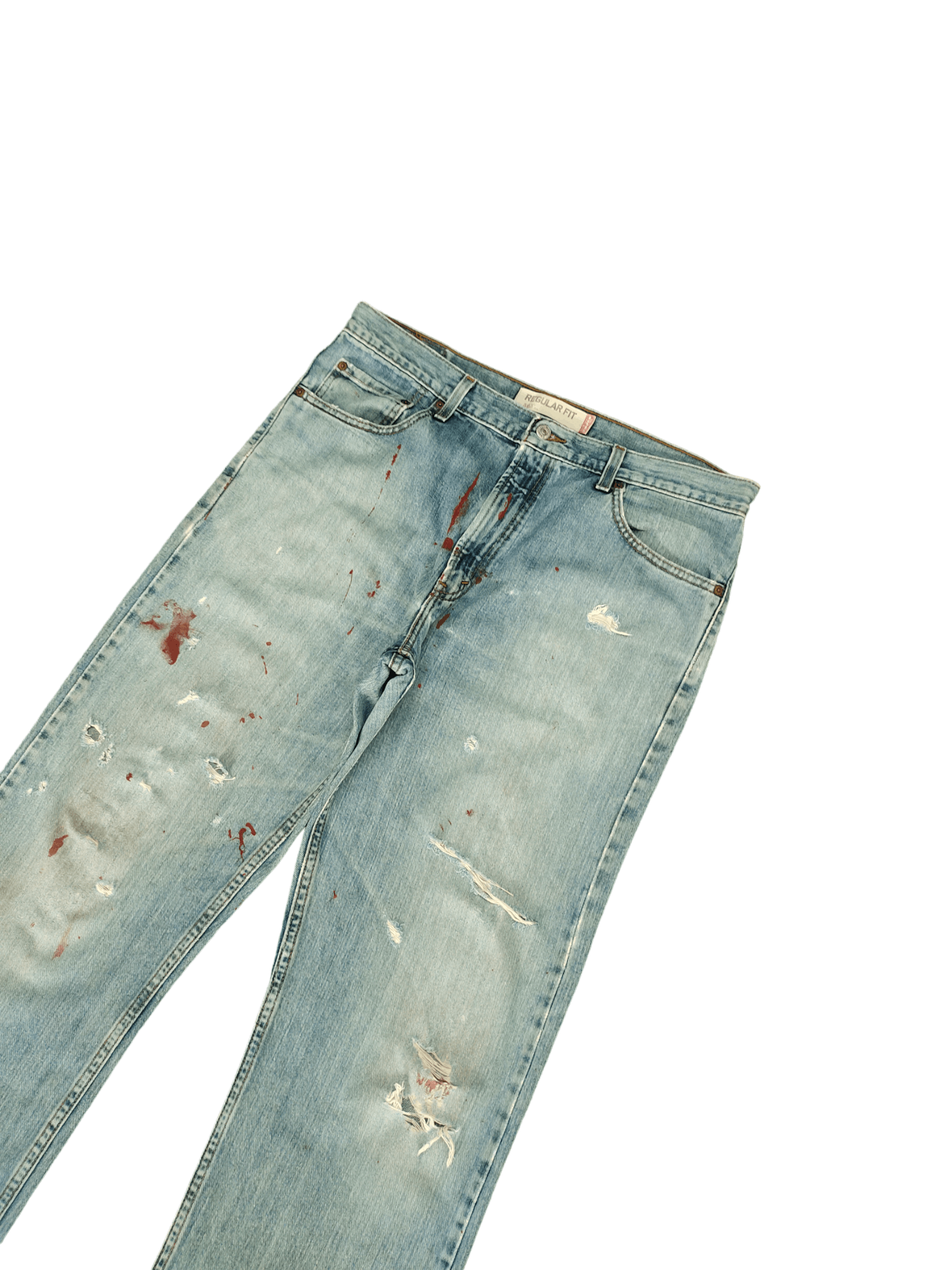Levi's Size 36x33 Vtg Levis 505 Regular Fit Jean Distressed Painted Size US 36 / EU 52 - 6 Thumbnail