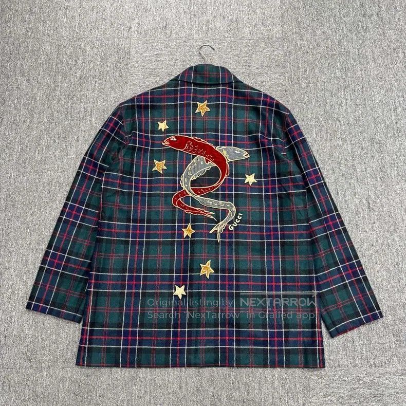 Gucci Gucci Koi decorative plaid suit jacket Size US M / EU 48-50 / 2 - 2 Thumbnail