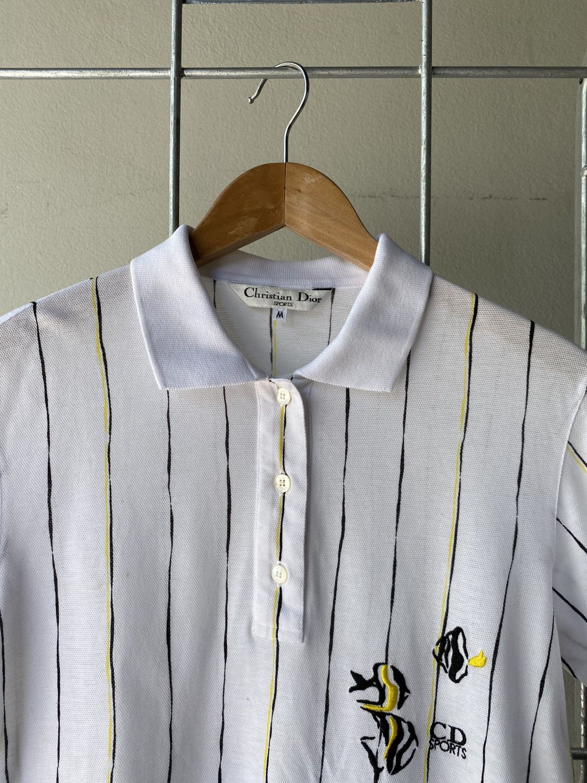 Dior Christian Dior stripped white polo shirt with embroidery Size ONE SIZE - 4 Thumbnail