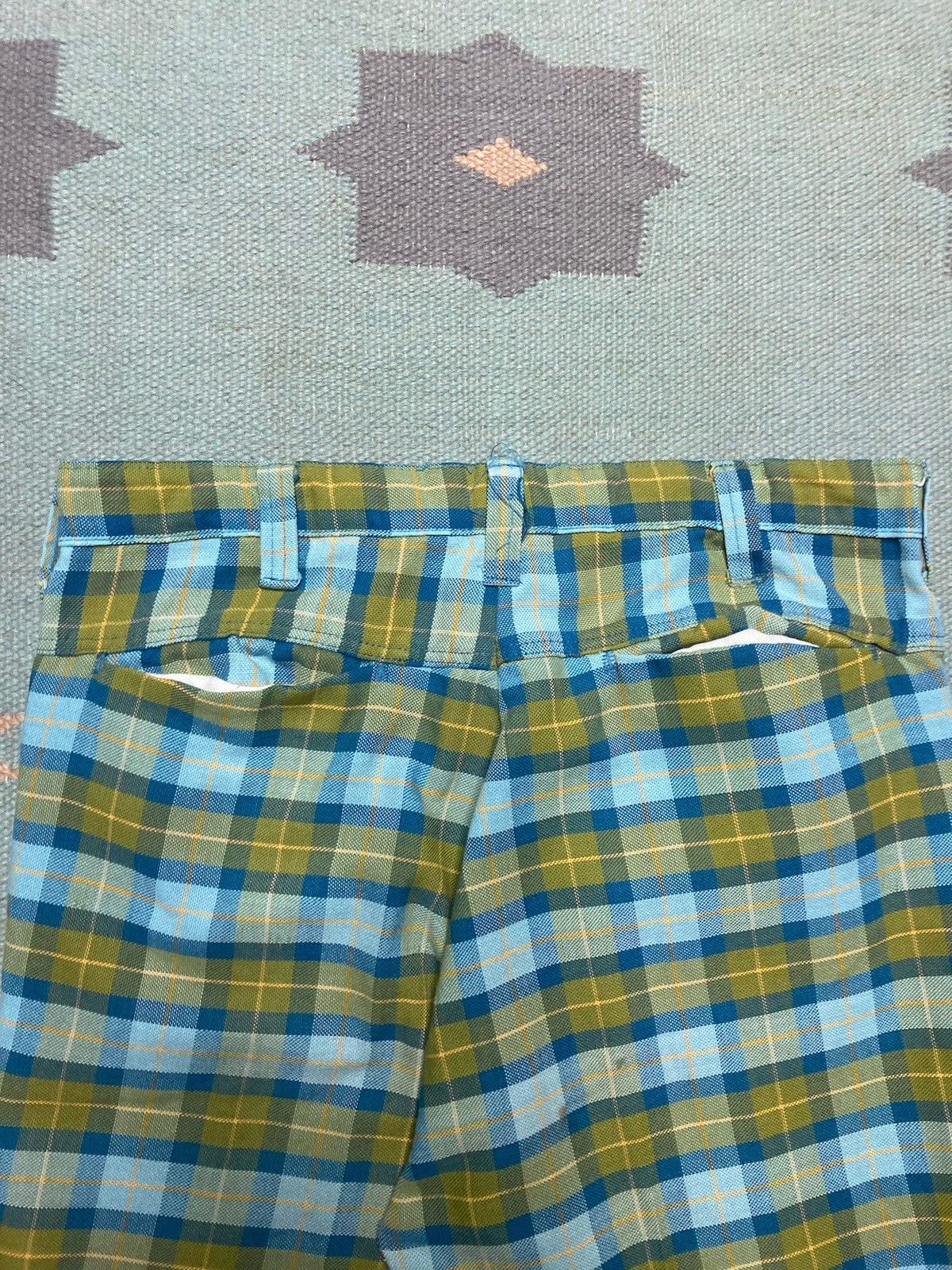 Vintage 60s 70s knit dress pants plaid checkered disco men’s 31x27 Size US 31 - 9 Thumbnail