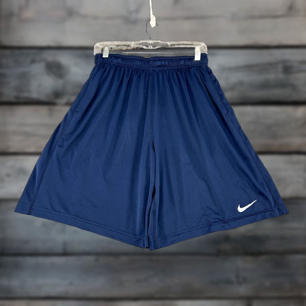 Nike Nike Shorts Mens M Blue Navy Dri Fit Basketball Polyester Elastic Waist Swoosh Activewear Shorts Mens M Blue Size US 27 - 1 Thumbnail