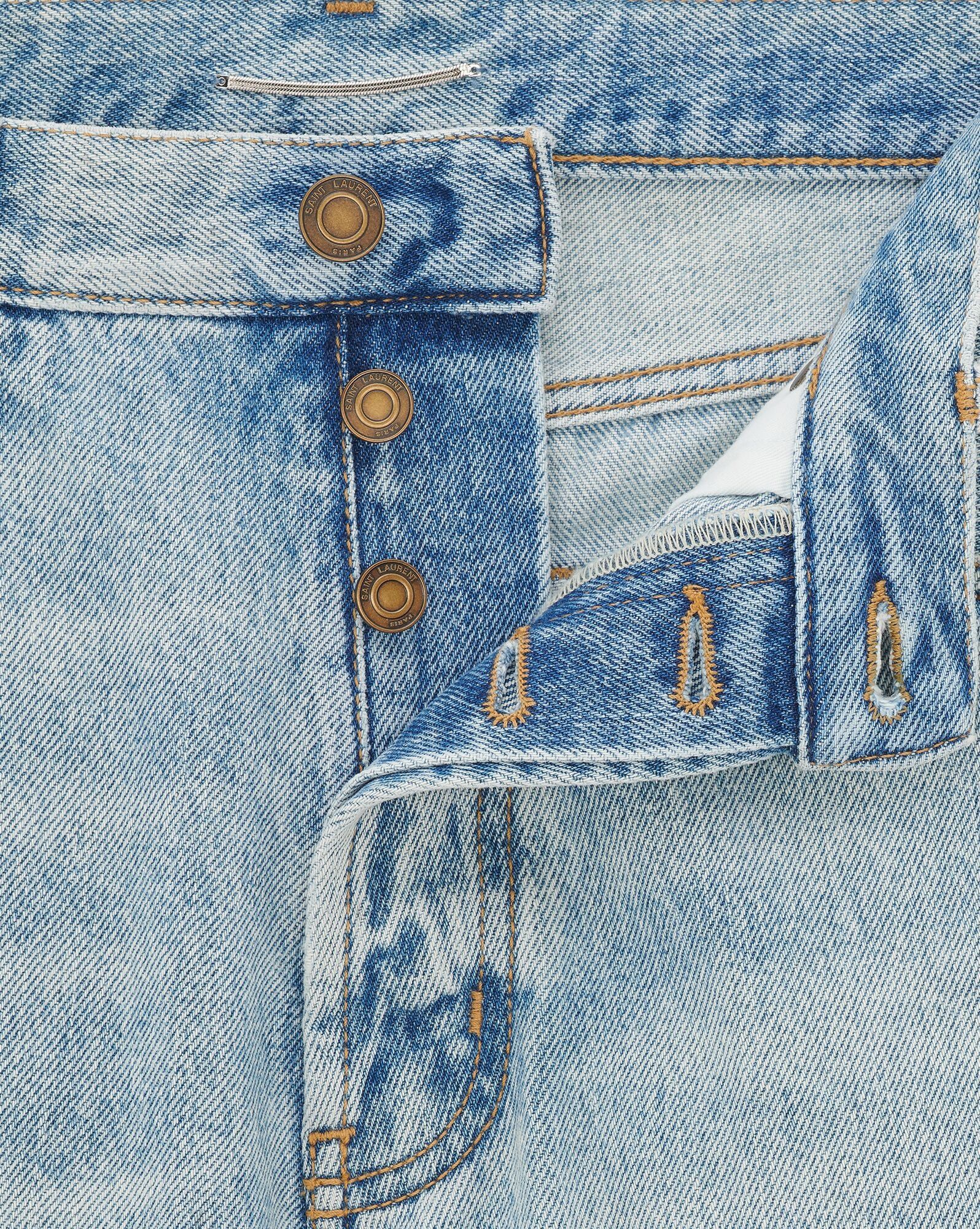 Saint Laurent Paris o1s1wg110325 731551 Relaxed-Fit Shorts In Denim Tuscon Blue Size US 30 / EU 46 - 4 Thumbnail