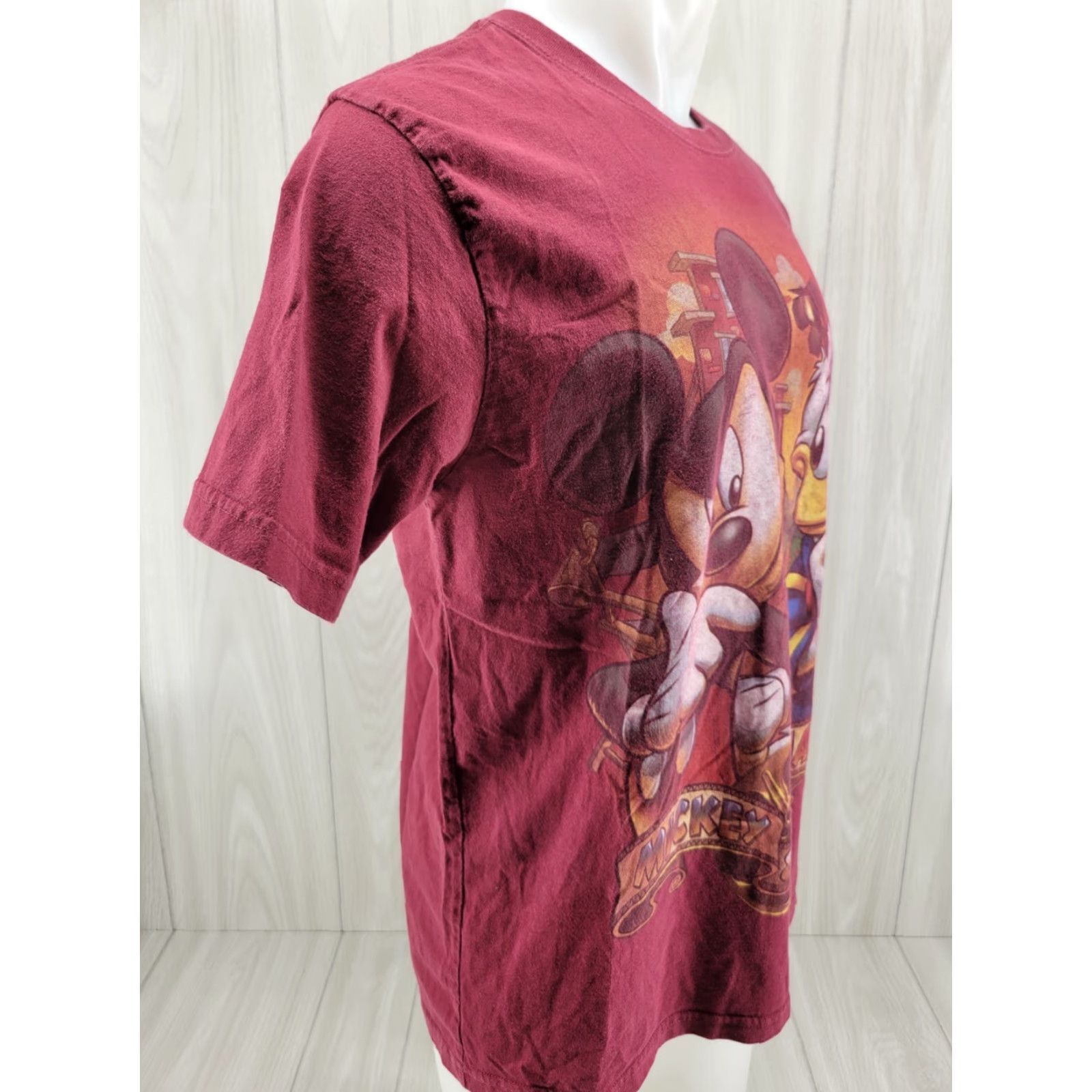 Disney Disney Studio Collection T-Shirt Mickey & Donald Short Sleeve Maroon L Men's Shirt Size US L / EU 52-54 / 3 - 4 Thumbnail