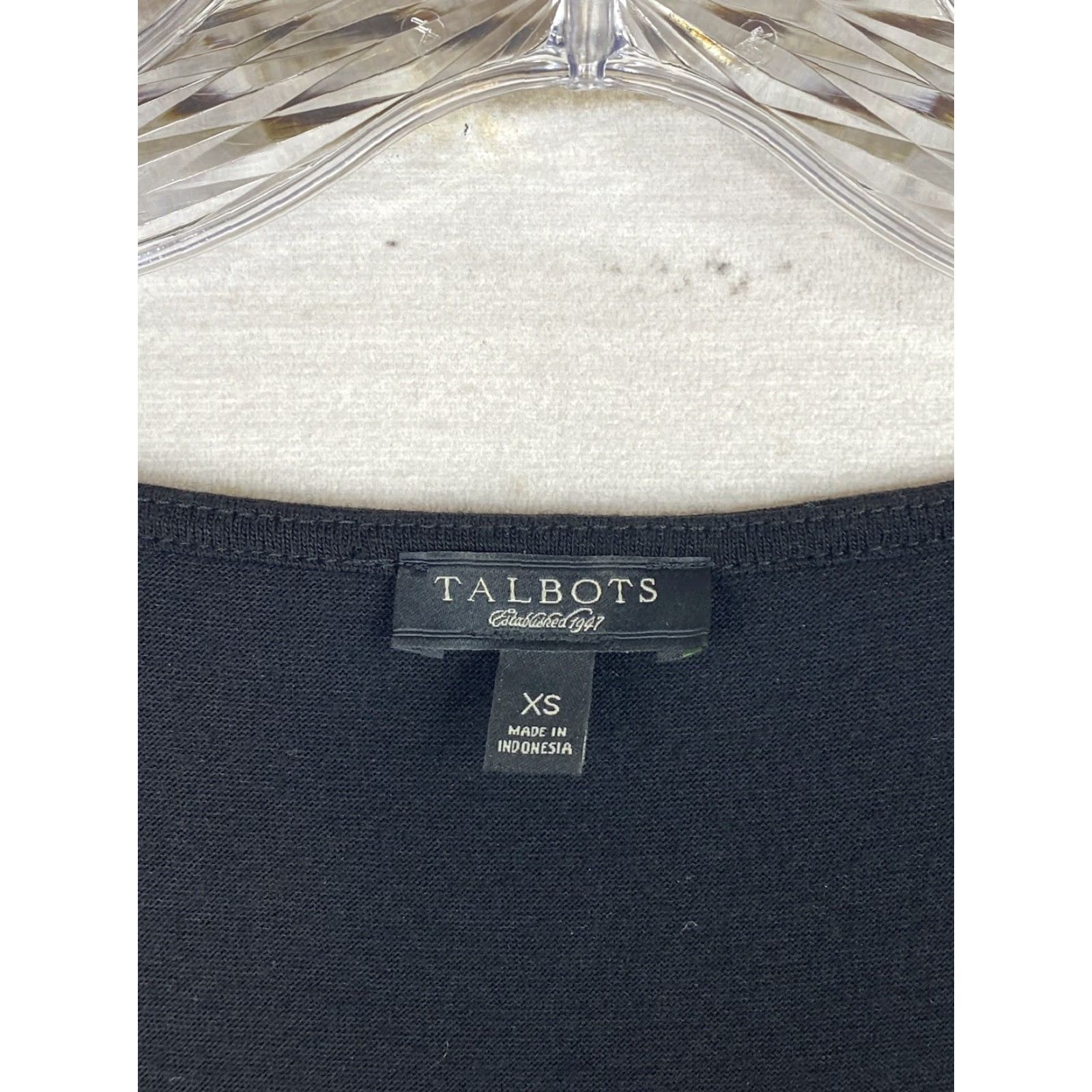 Talbots Talbots Dress Womens XS Classic Black Wool Blend Sheath Faux Wrap Long Sleeve V-Neck Zip Knee Length Size XS / US 0-2 / IT 36-38 - 3 Thumbnail