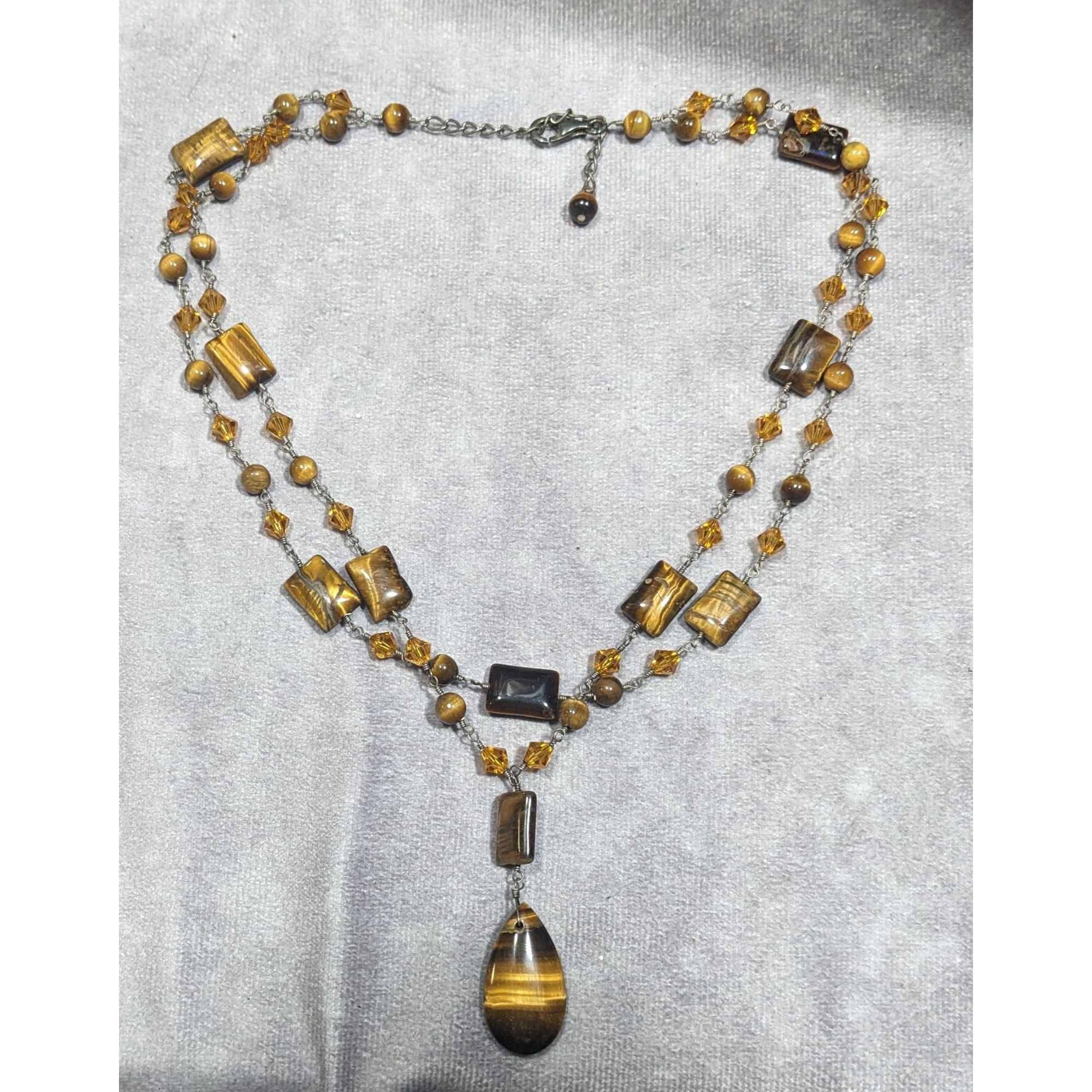Other Tiger Eye And Glass Beaded Multilayer Pendant Necklace Size ONE SIZE - 6 Thumbnail