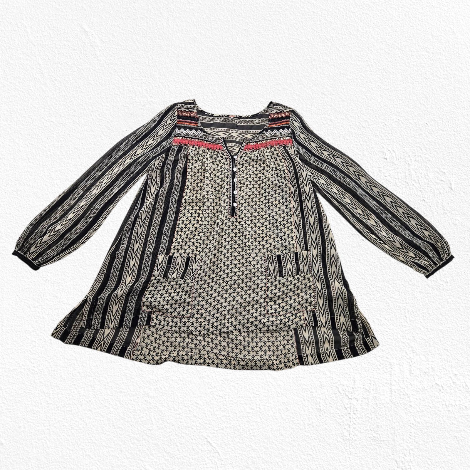 Free People Free People Black Embroidery Semi-Sheer Tunic Top Size Small Size S / US 4 / IT 40 - 4 Thumbnail