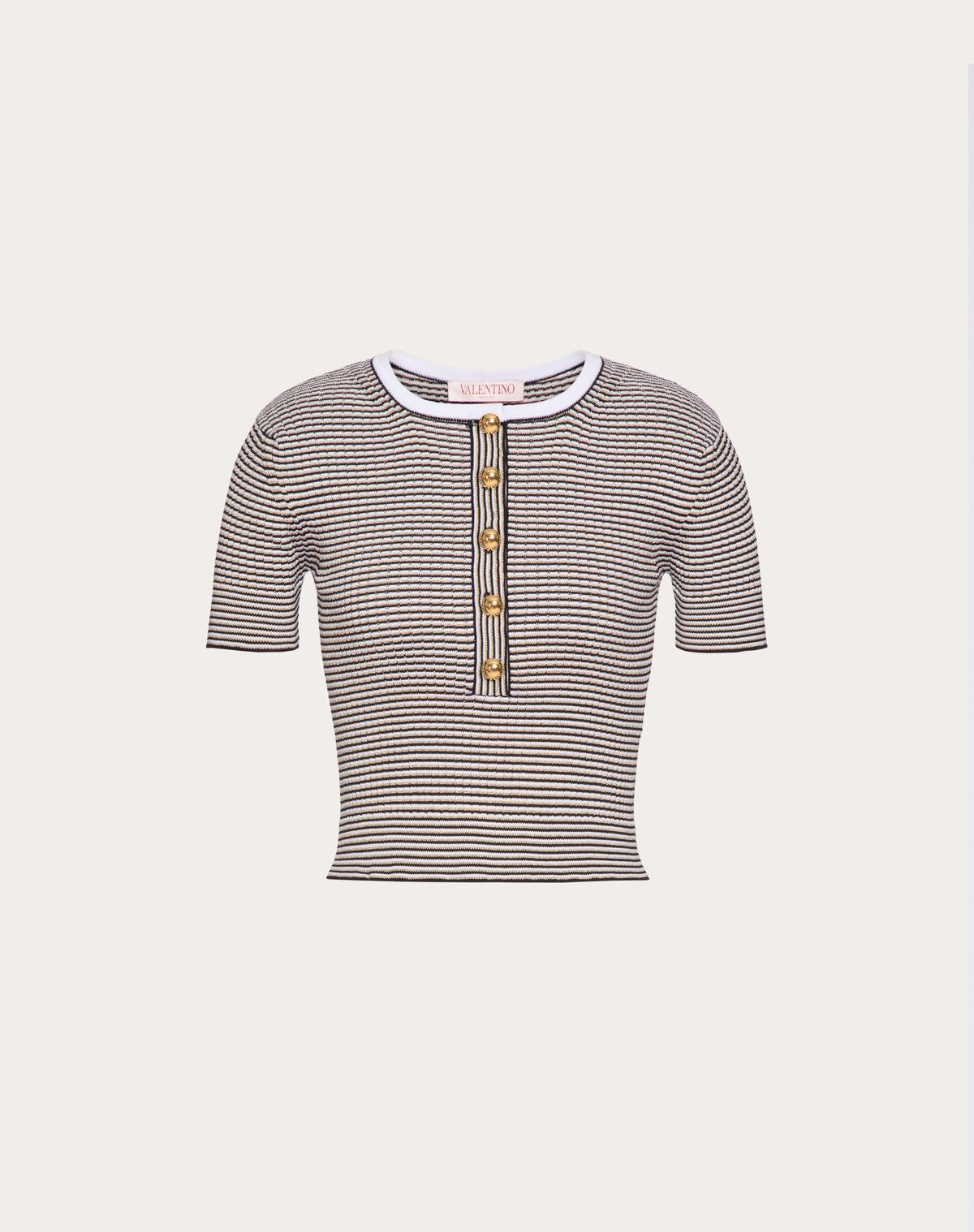 Valentino o1s1wg110525 Cotton And Lurex Jumper in Multicolor Size L / US 10 / IT 46 - 1 Thumbnail