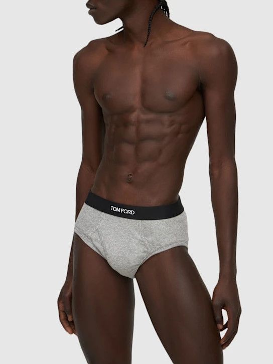 Tom Ford o1lsvrm0525 Size: M/Logo Stretch Cotton Briefs in Gery Size ONE SIZE - 5 Thumbnail
