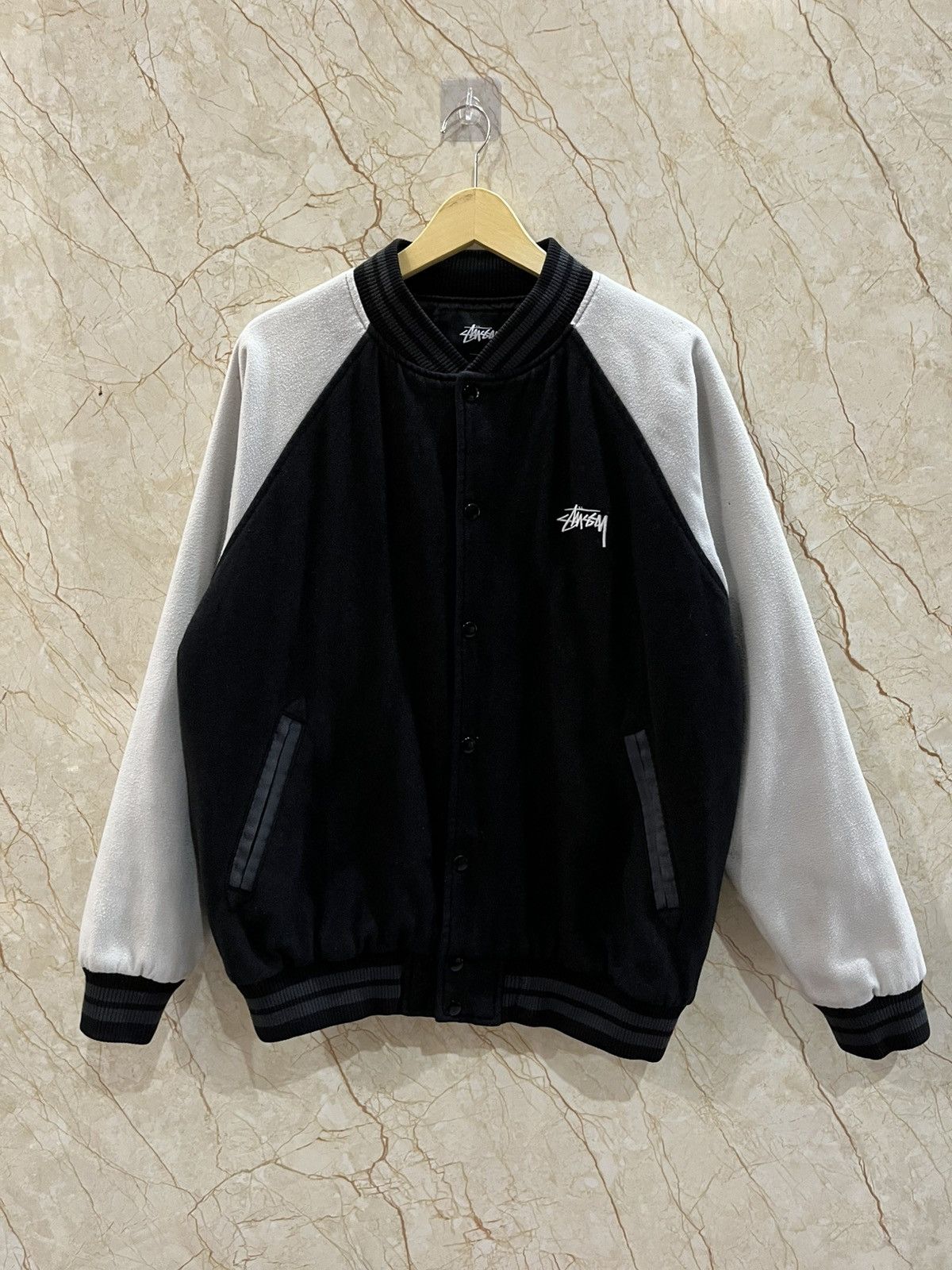 Stussy Stussy Two Tone Wool Varsity Jacket Big Logo Size US L / EU 52-54 / 3 - 1 Thumbnail