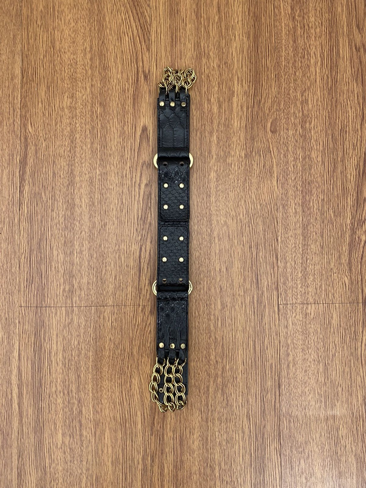 If Six Was Nine × Japanese Brand × Le Grande Bleu (L.G.B.) EGOIST black snakeskin gold chain belt Size ONE SIZE - 2 Thumbnail