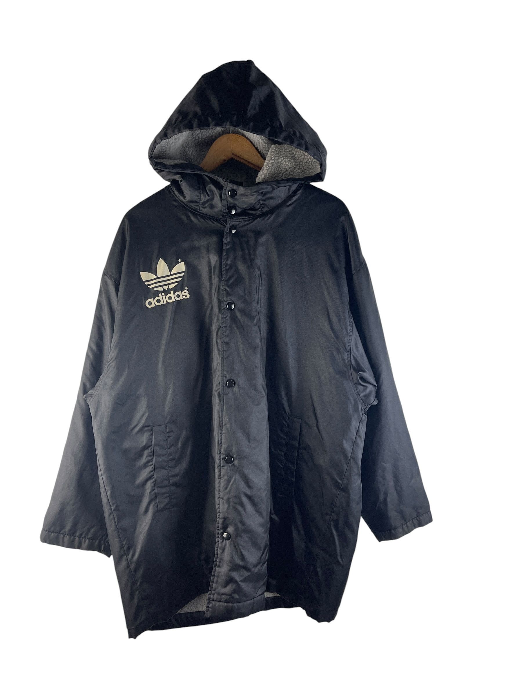 Adidas Vintage 90s Adidas Trefoil Fleece Lined Hooded Jacket Size US L / EU 52-54 / 3 - 2 Thumbnail