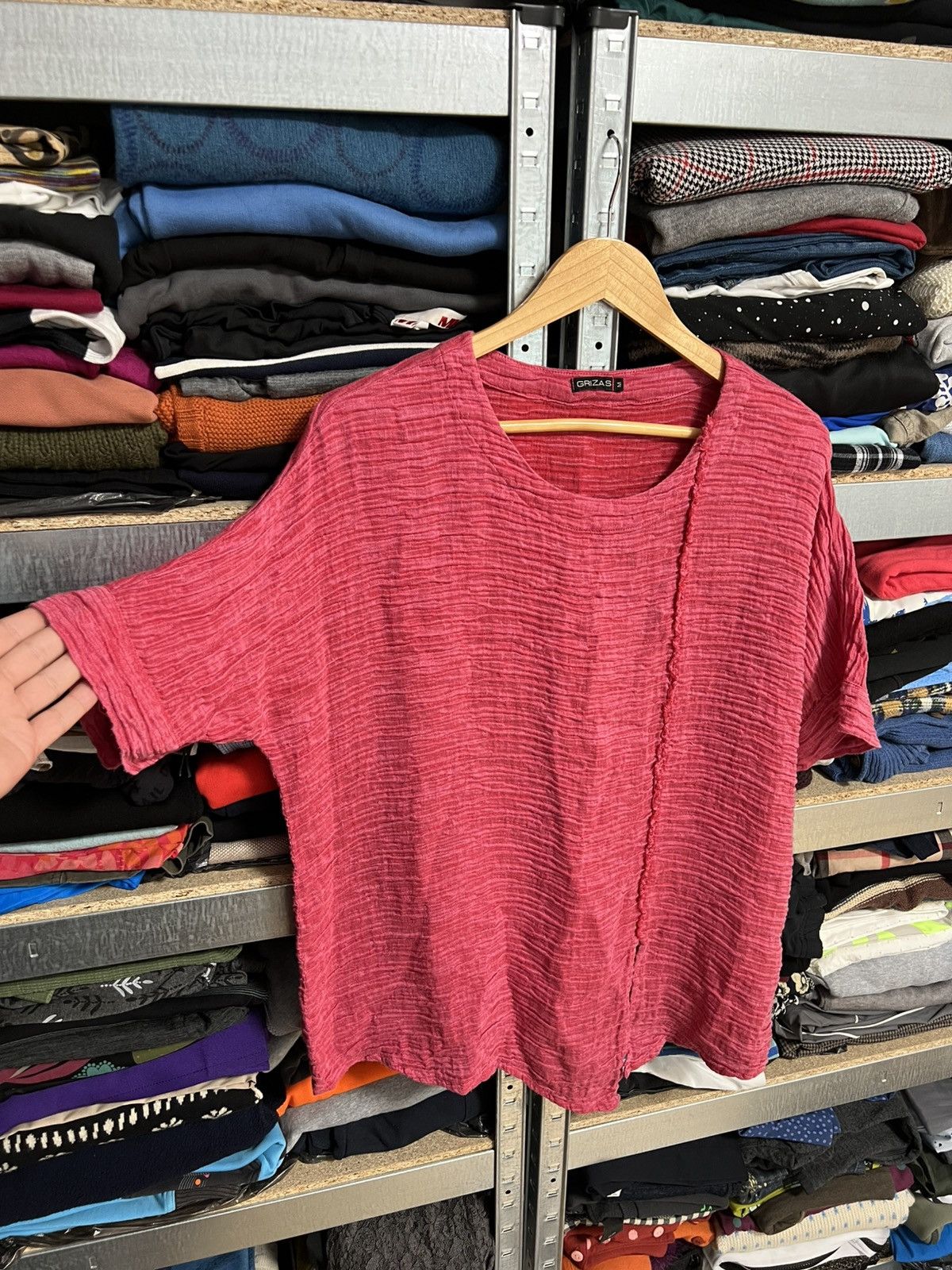 Designer GRIZAS Linen Silk Textured Asymmetric Top Tunic Sz M Blouse Size M / US 6-8 / IT 42-44 - 4 Thumbnail