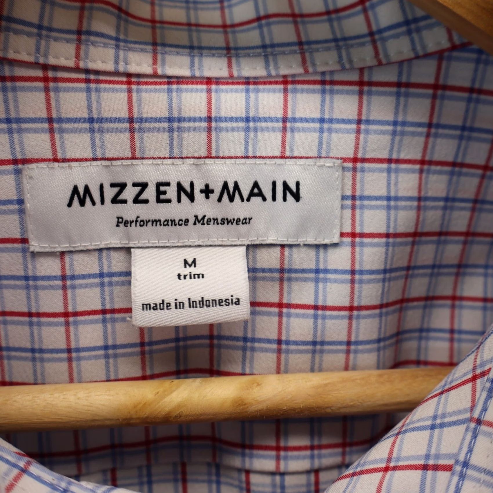 Mizzen+Main Mizzen+Main Shirt Men M Medium Trim Fit Red Blue Plaid Performance Size US M / EU 48-50 / 2 - 5 Thumbnail