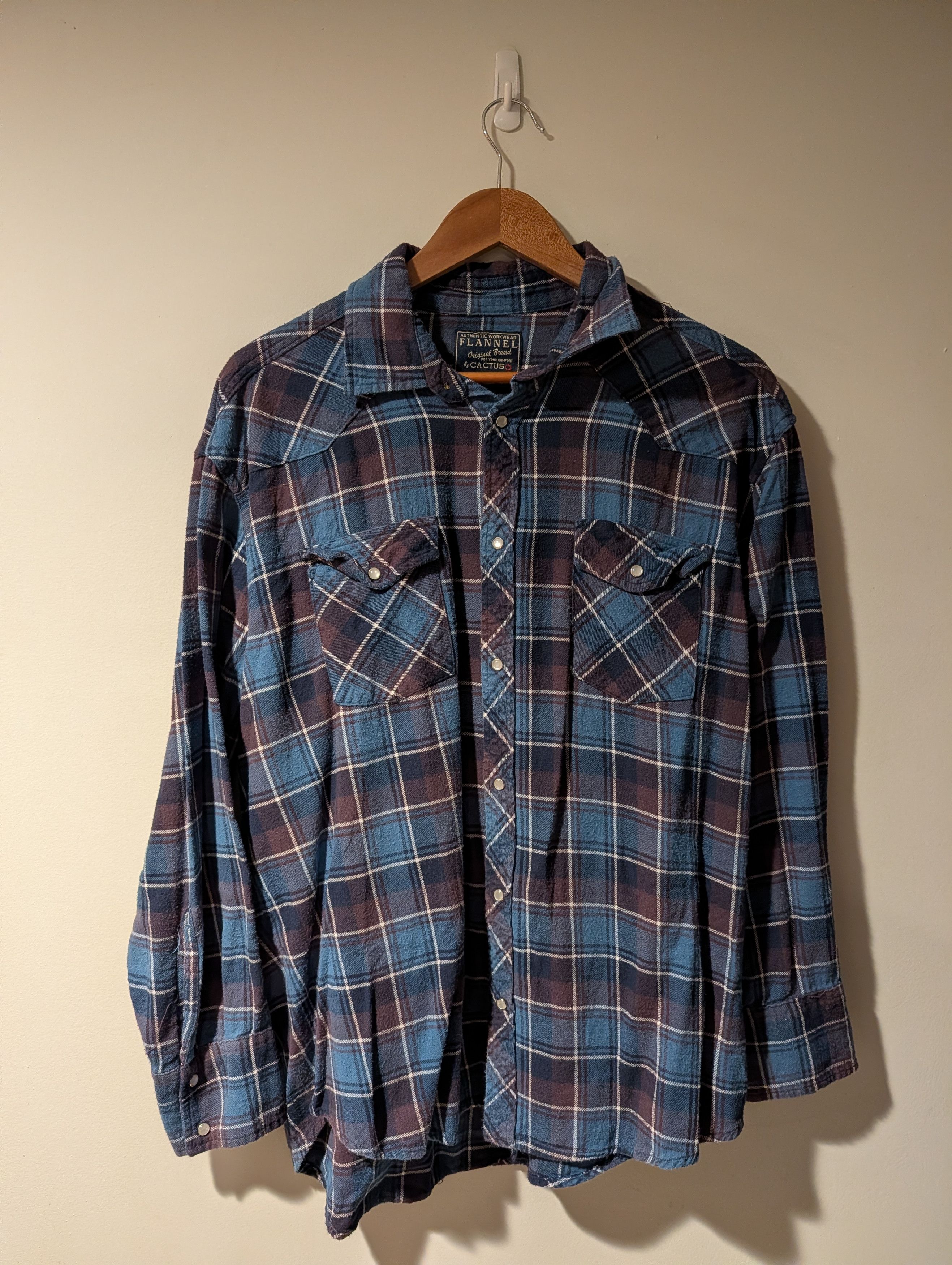 Wrangler Authentic Workwear Original Cactus Pearl Snap Flannel Shirt Size US L / EU 52-54 / 3 - 1 Thumbnail