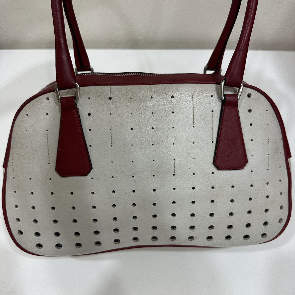Prada PRADA VINTAGE 2000’s BOWLING BAG PERFORATED LEATHER Size ONE SIZE - 11 Thumbnail