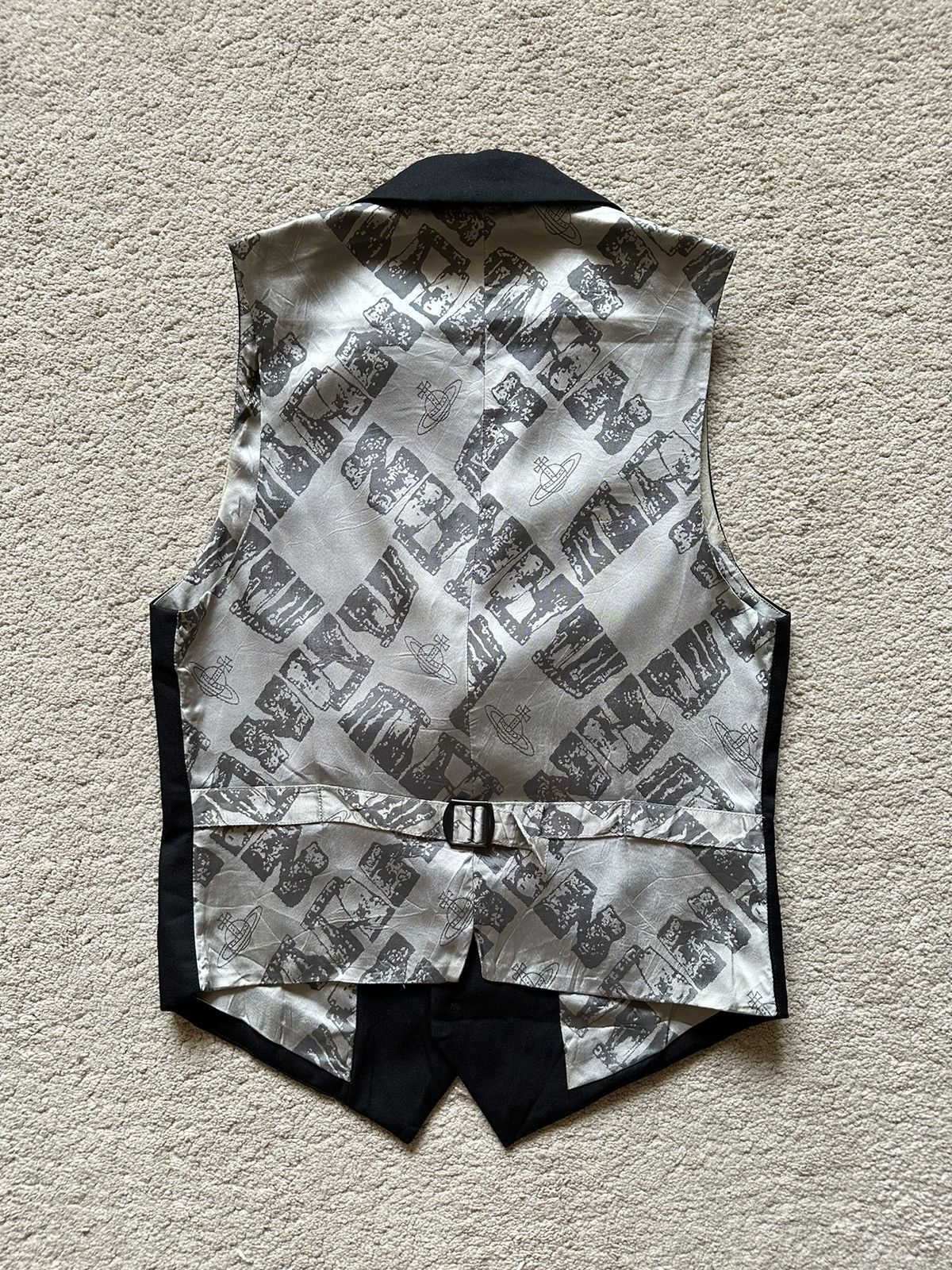 image of Malcolm Mclaren x Seditionaries 2000S Vivienne Westwood Man Back Print Orb Logo Vest in Black (Size