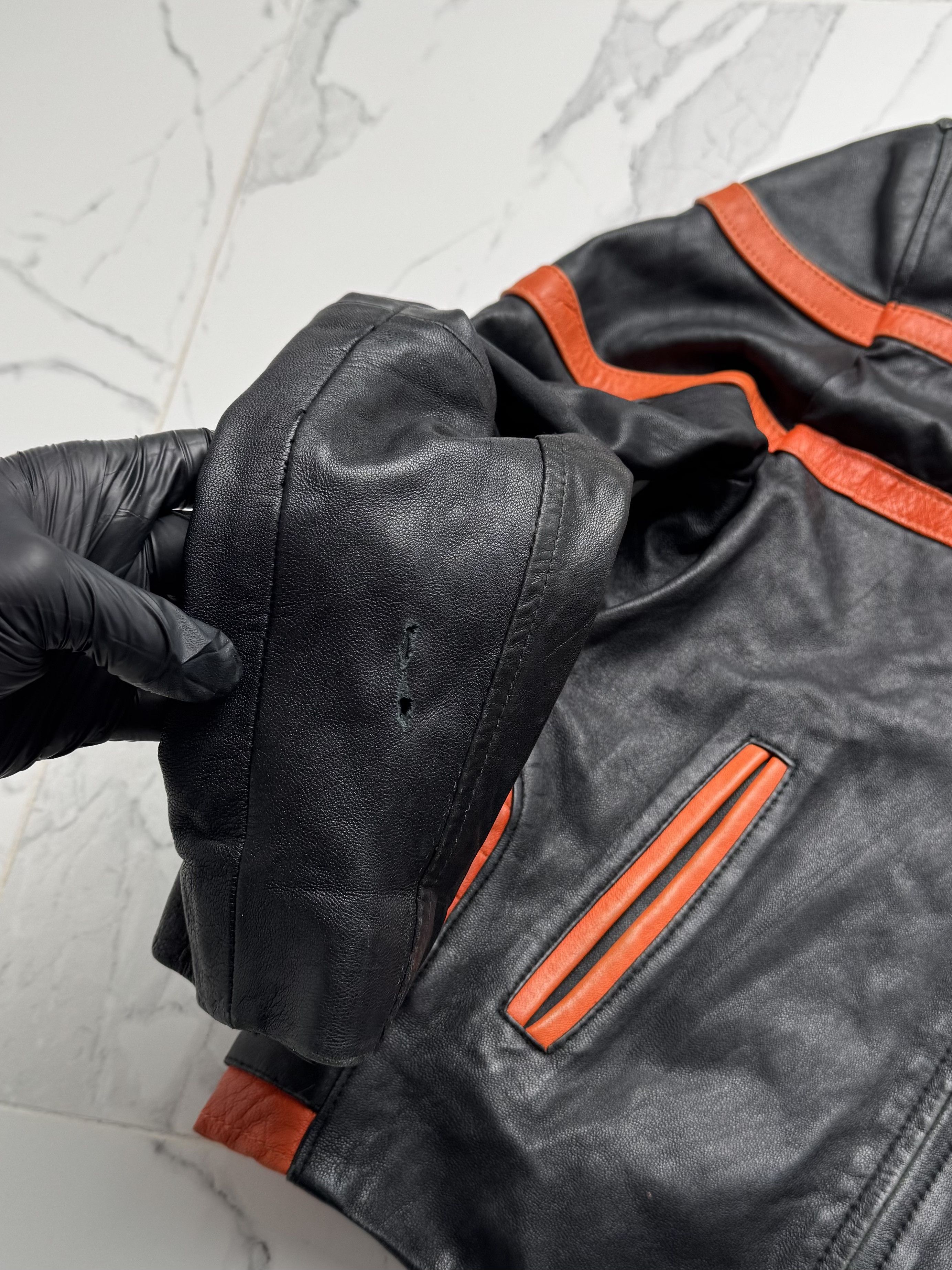 Vintage Y2K Leather Jacket Womens Orange Biker Zip Up Moto Style Size M / US 6-8 / IT 42-44 - 6 Thumbnail