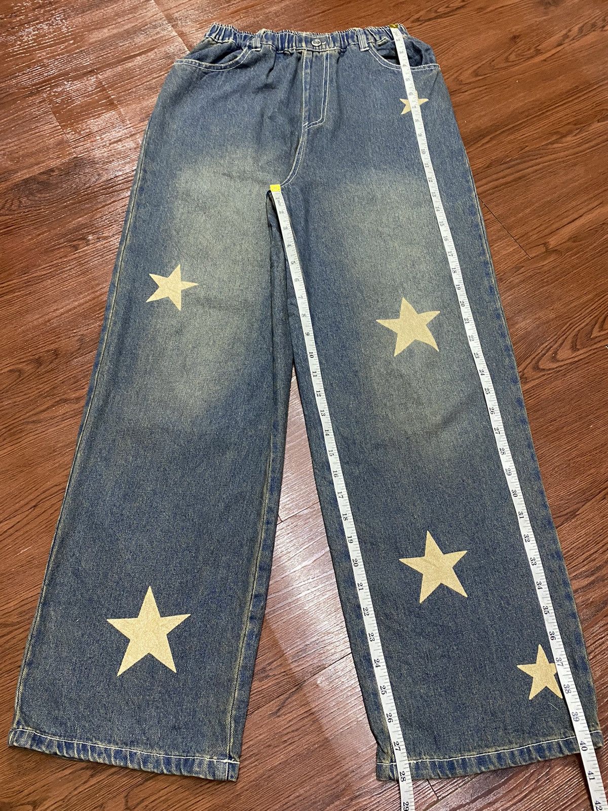 Japanese Brand Vintage Japanese Brands Faded Wash Stretch Waist Star Pants Size US 30 / EU 46 - 7 Thumbnail