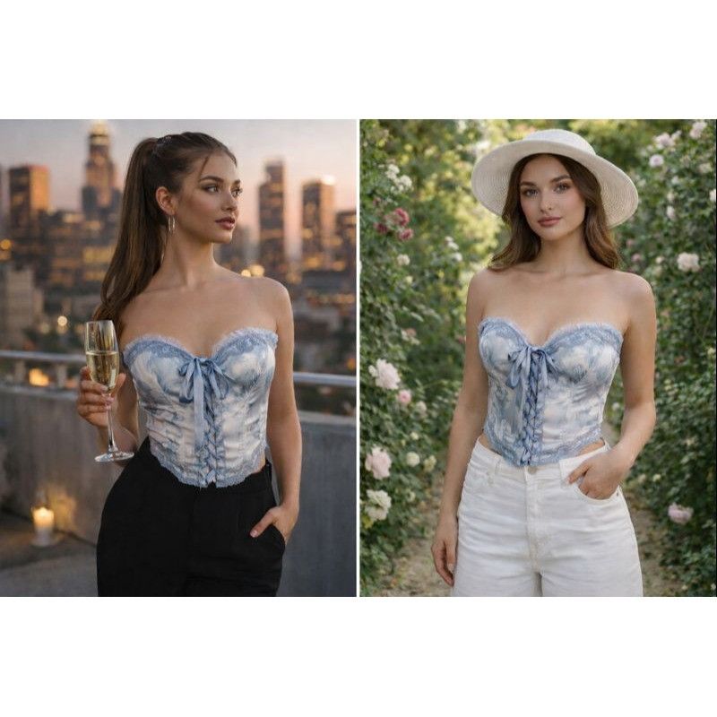 Other Cotton Candy LA Women Strapless Corset Top Blue M Fairy Coqu Size M / US 6-8 / IT 42-44 - 1 Thumbnail