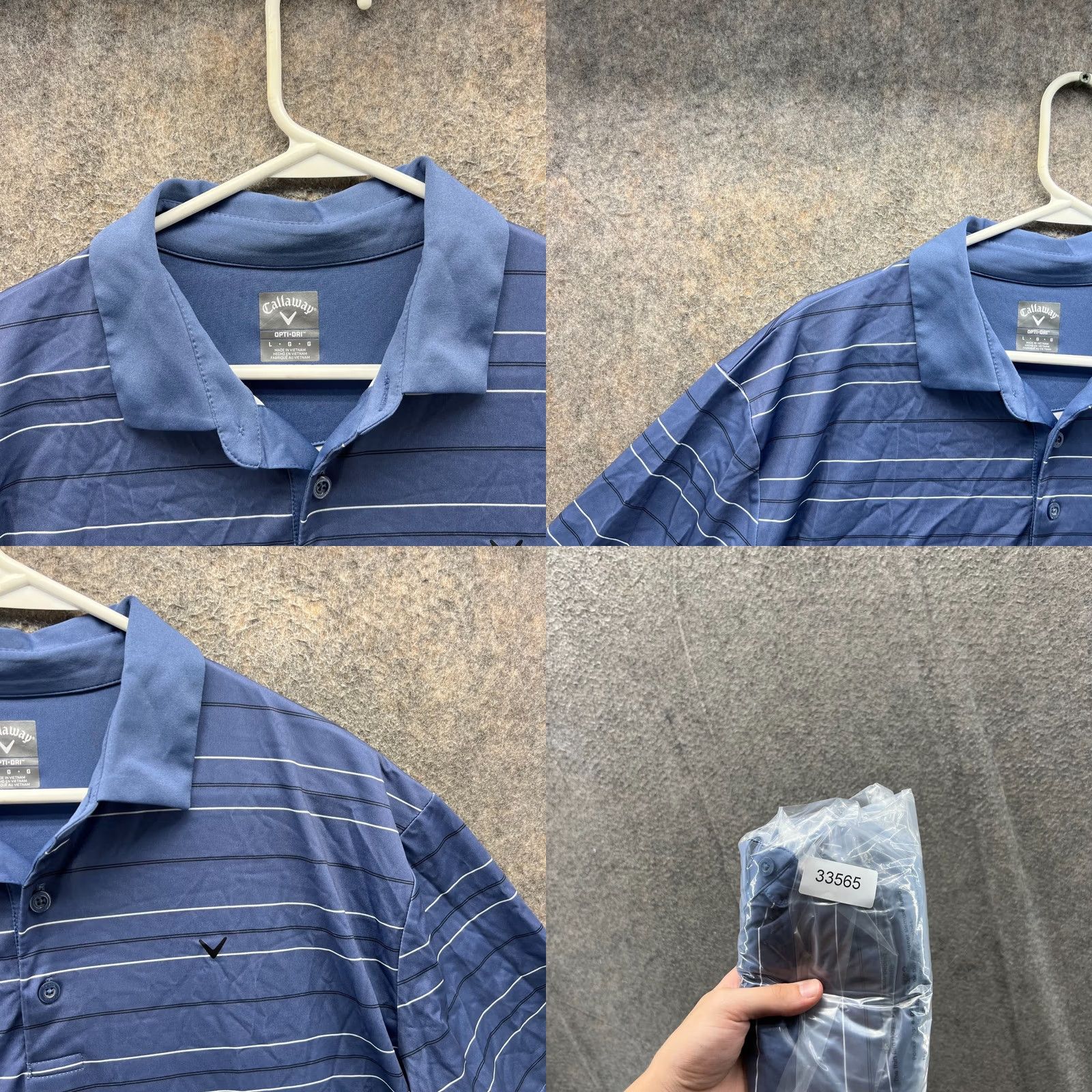 Callaway VINTAGE Callaway Polo Shirt Mens L Blue Striped Opti Dri Preppy Knit Stretch Logo Polo Shirt Size US L / EU 52-54 / 3 - 8 Thumbnail