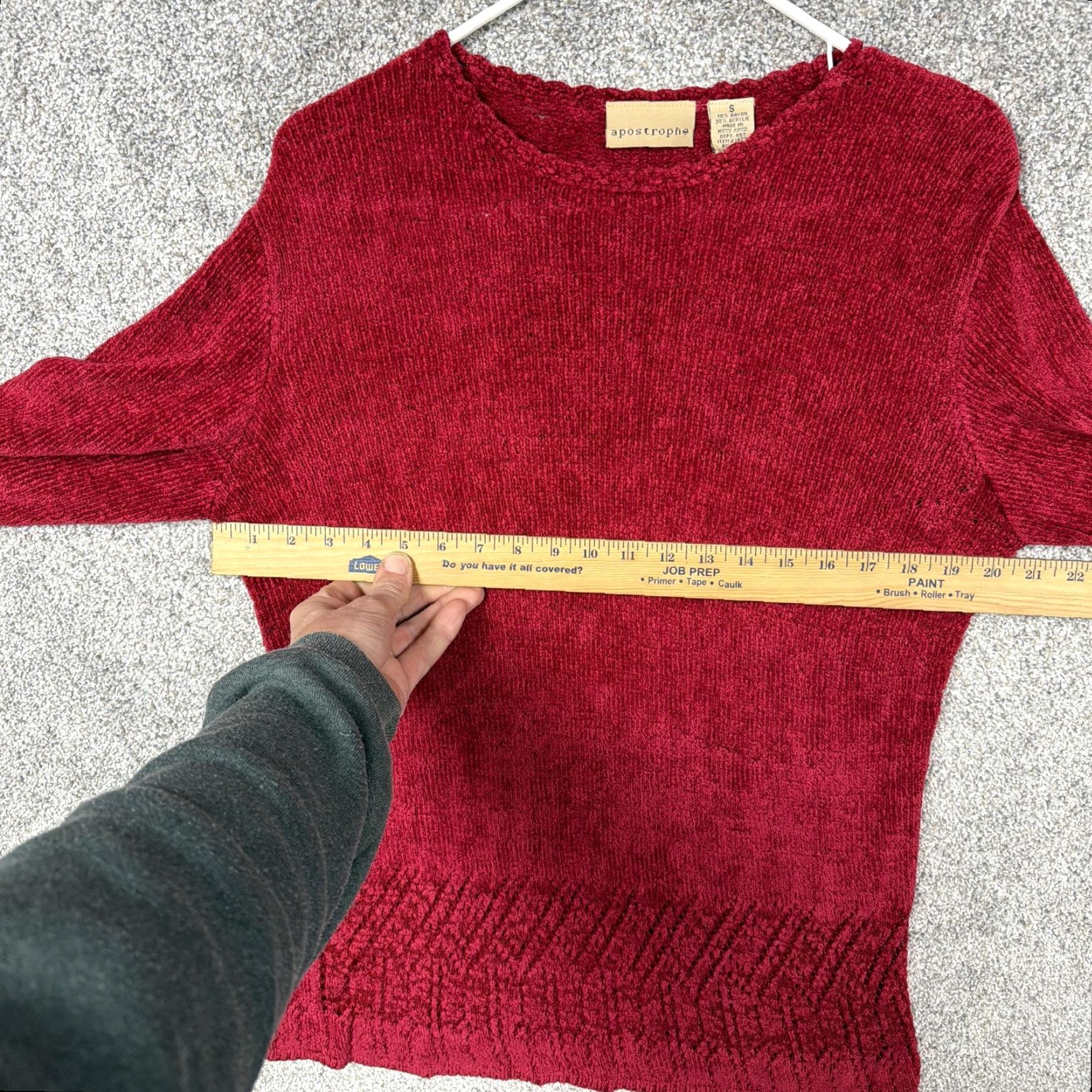 Vintage VINTAGE Apostrophe Tunic Sweater Womens S Red Textured Hem 90s Gothic Retro Knit Crew Neck Long Sleeve Fall Winter Slim Laid-Back Casual Travel Size S / US 4 / IT 40 - 4 Thumbnail