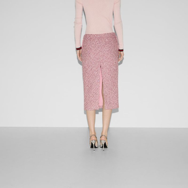 Gucci oc11z1125 Sequined Lamé Tweed Skirt in Pink Size 26" / US 2 / IT 38 - 7 Thumbnail