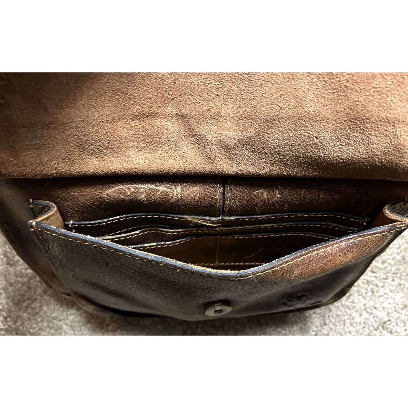 Patricia Nash Patricia Nash Camila Cognac Brown Leather Crossbody Bag Hobo Tassel Zip Women Medium Brown Studded Suede Lining Vintage No Size ONE SIZE - 7 Thumbnail