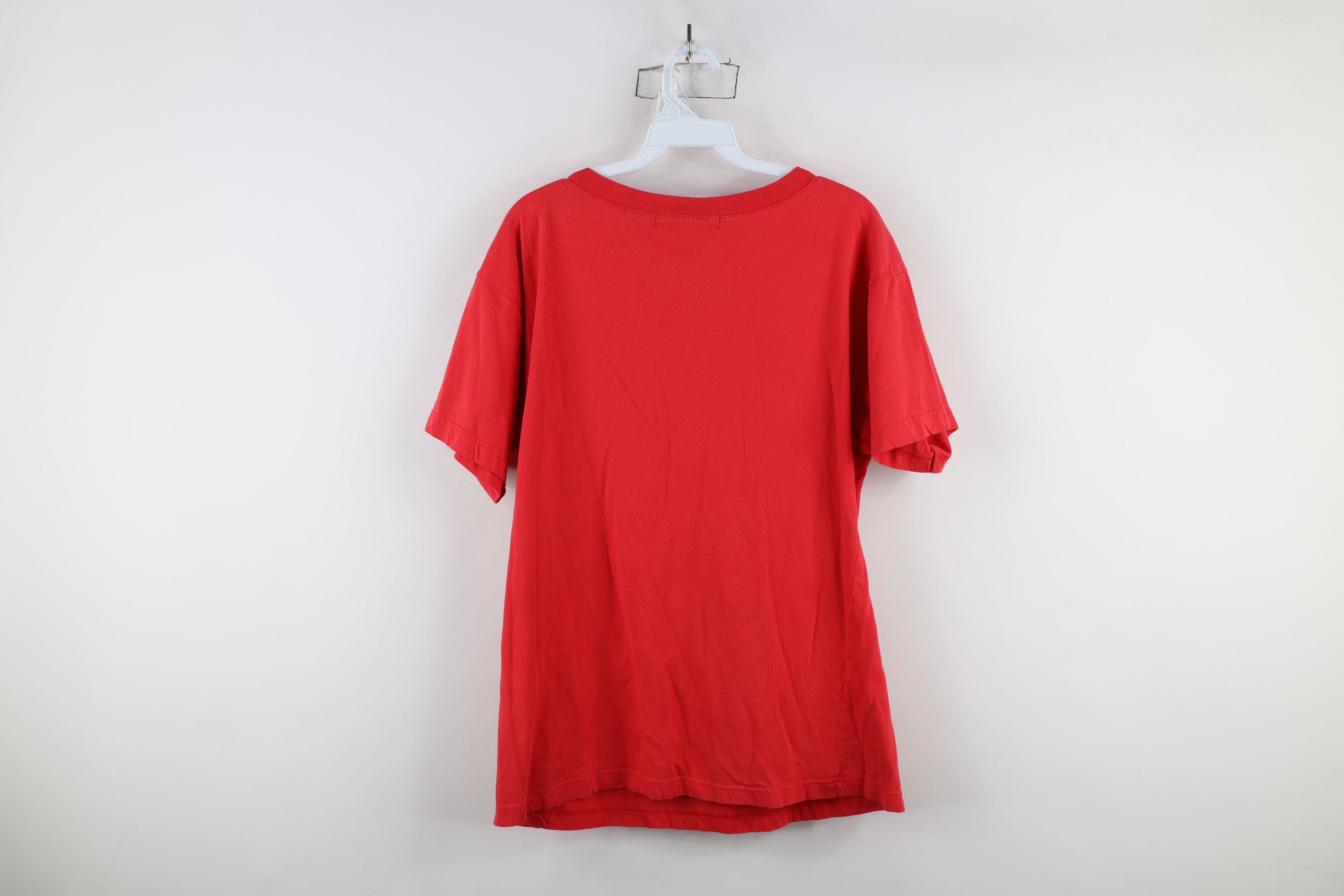 Vintage Vintage 90s Streetwear Blank V-Neck T-Shirt Red Cotton Size US S / EU 44-46 / 1 - 9 Thumbnail