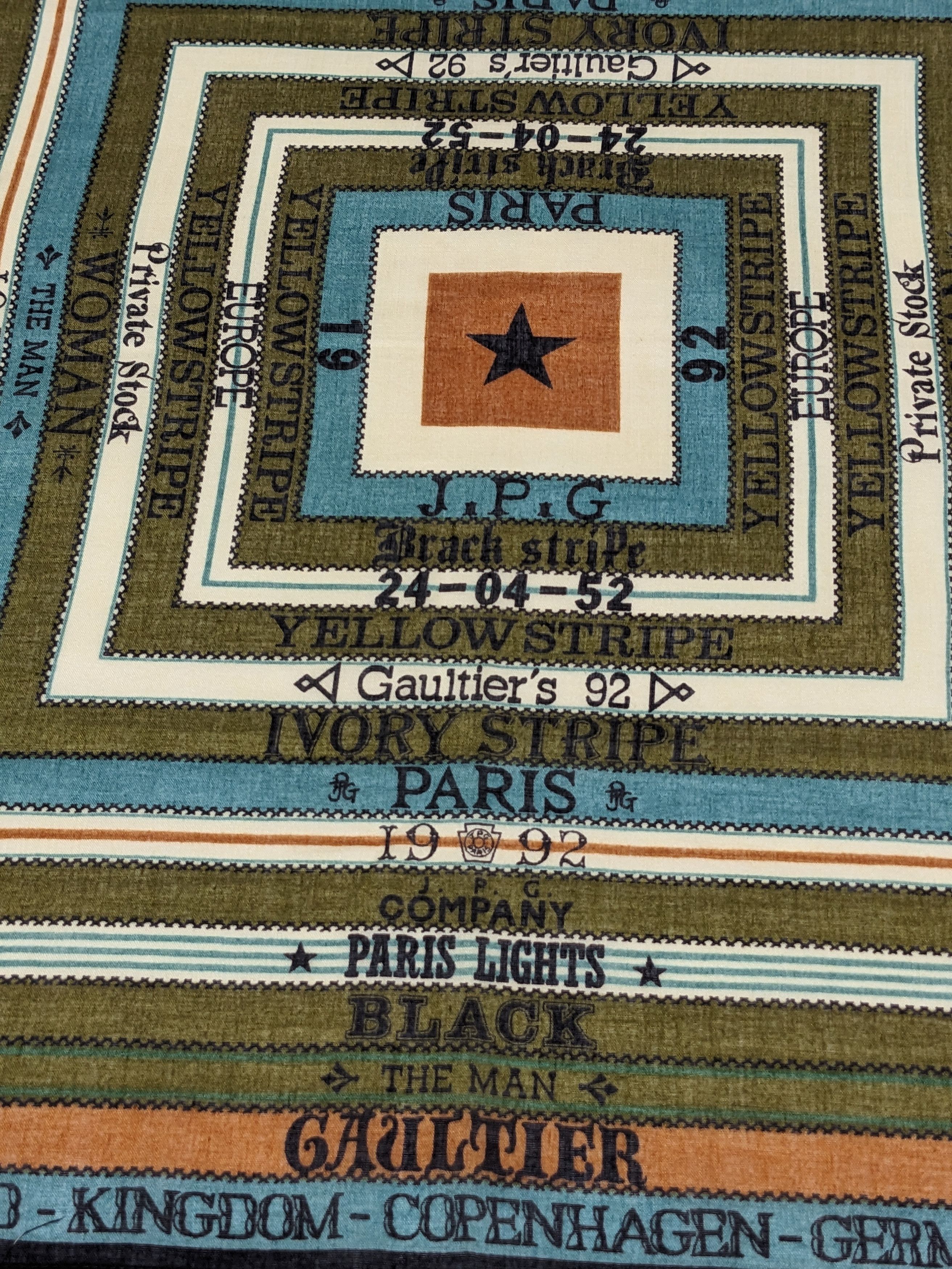 Jean Paul Gaultier Vintage Jean Paul Gaultier JPG 1992 Stamp Print Handkerchief Size ONE SIZE - 3 Thumbnail