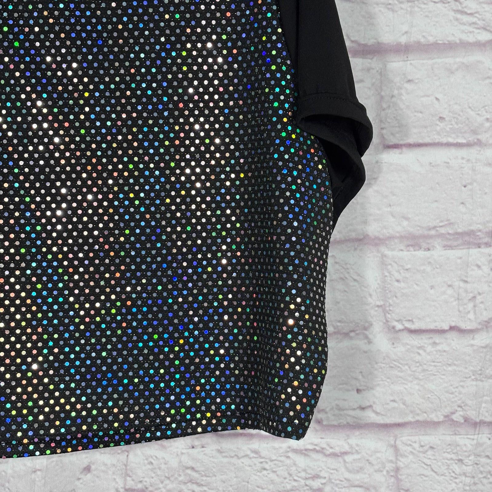 Stuart Weitzman Weissman XL Black Holographic Sequin Crop Top Size ONE SIZE - 4 Thumbnail
