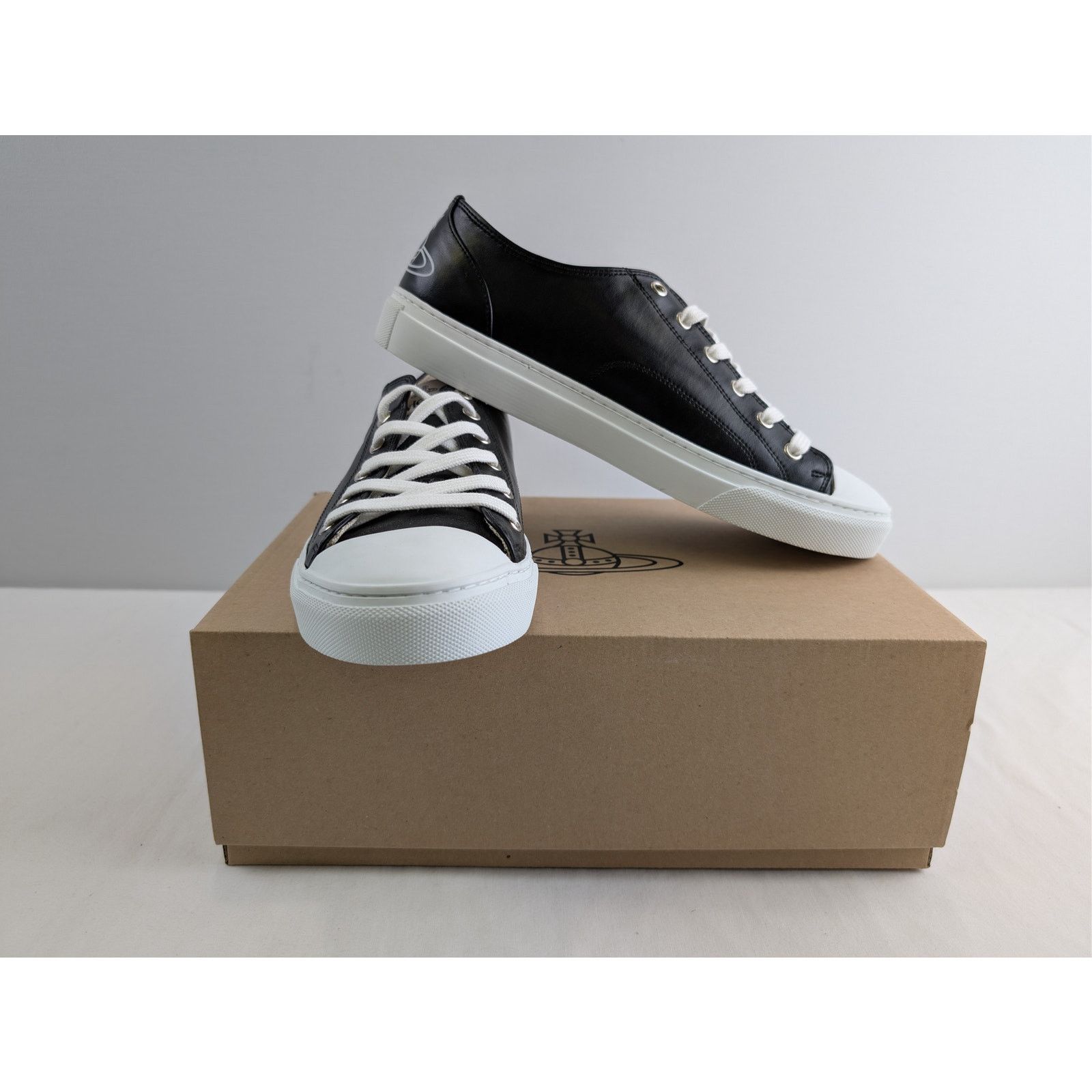 Vivienne Westwood o1rshd1 Plimsoll High Top Eco Leather Sneakers in Black Size US 10 / EU 43 - 21 Thumbnail