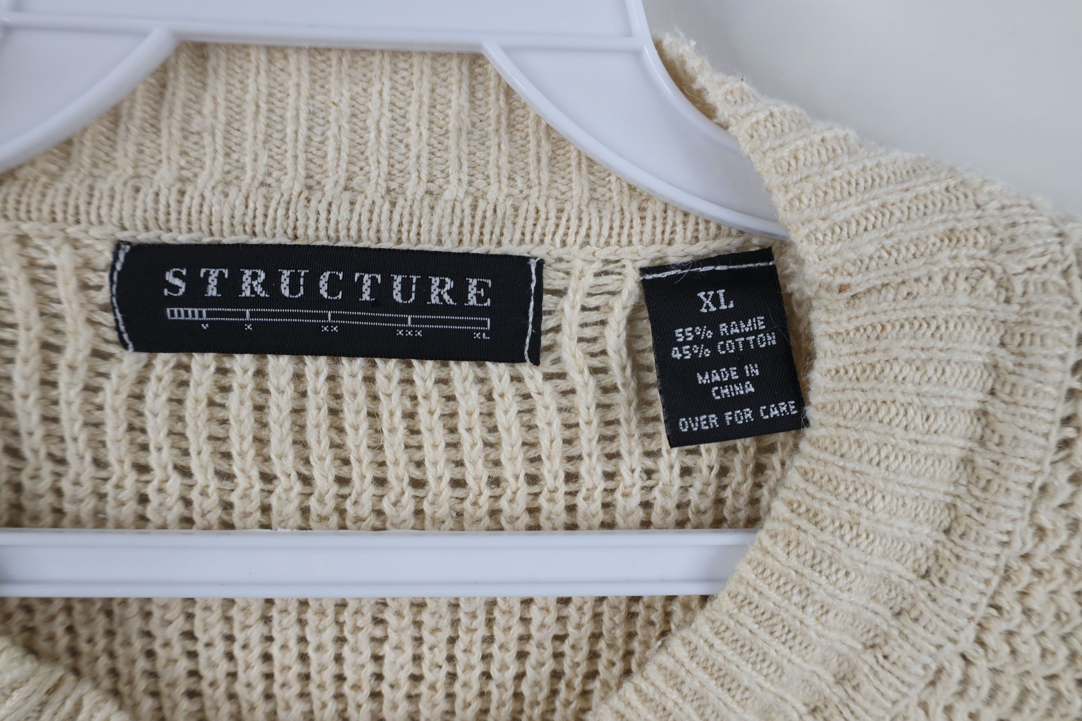 Vintage Vintage 90s Streetwear Chunky Ribbed Knit Sweater Beige Size US XL / EU 56 / 4 - 7 Thumbnail