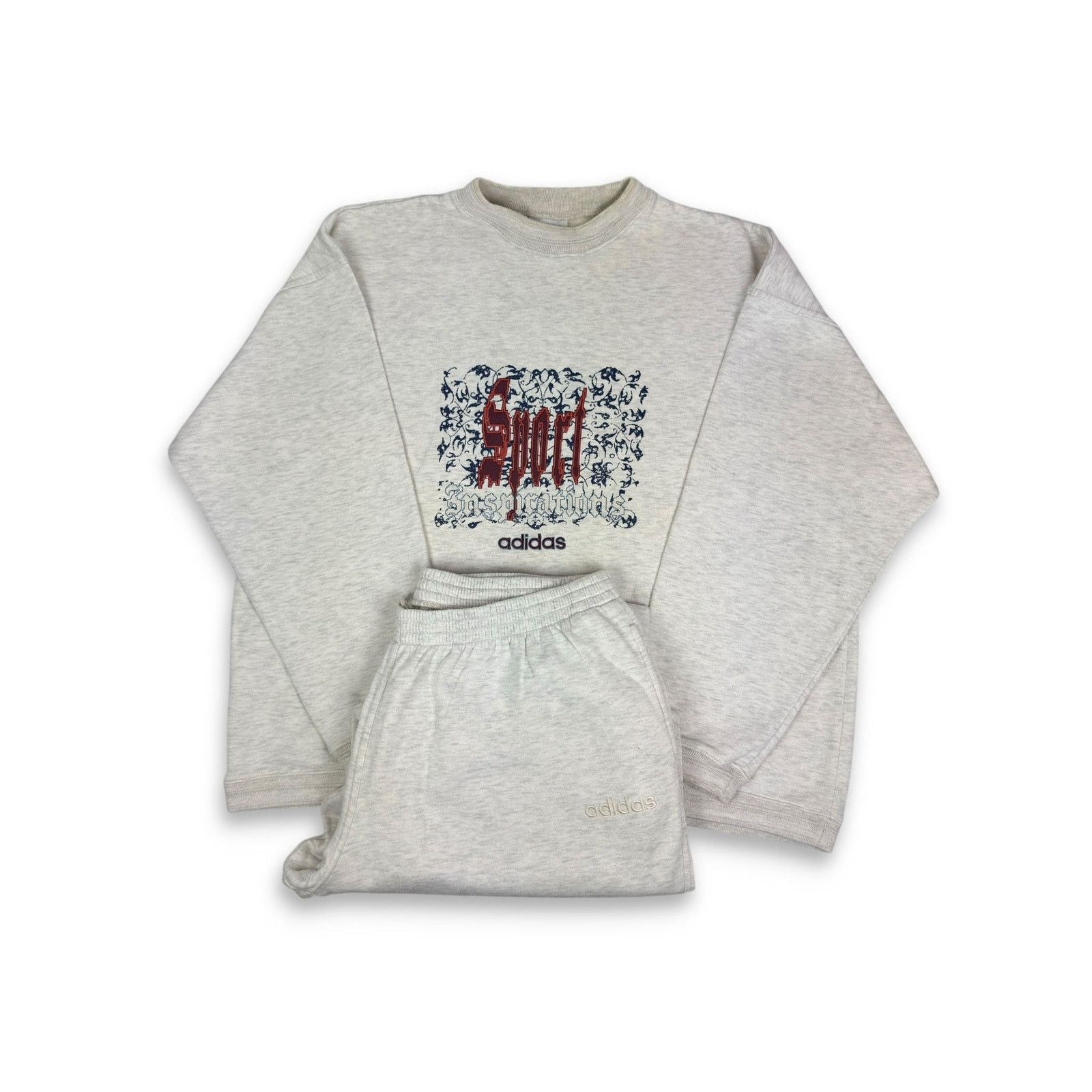 Adidas Vintage Adidas Men's Heather Gray Cotton Fleece Sweatsuit XL Size US XL / EU 56 / 4 - 1 Thumbnail