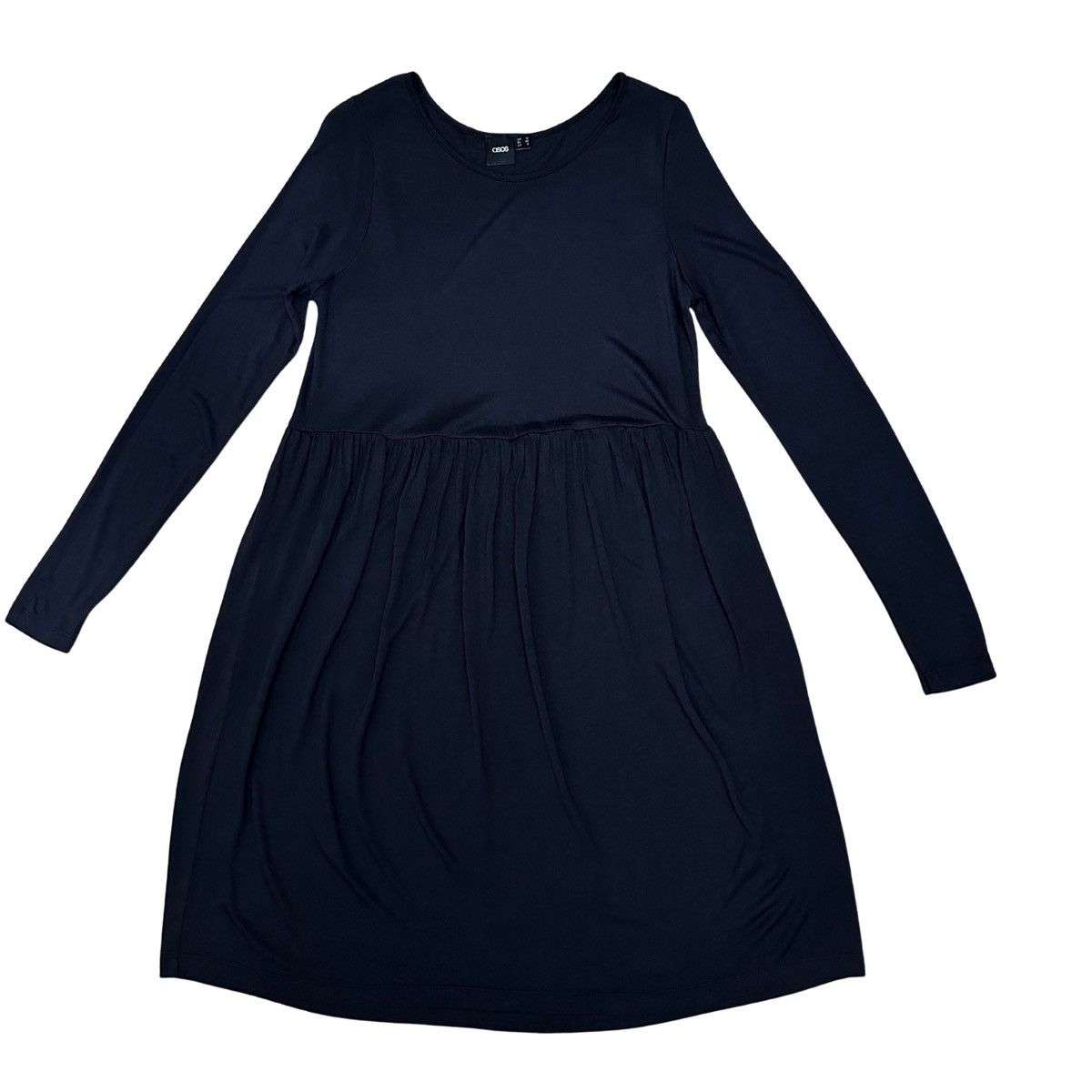 Asos ASOS Navy Blue High Waisted Smock Mini Dress - Long Sleeve Size S / US 4 / IT 40 - 1 Thumbnail