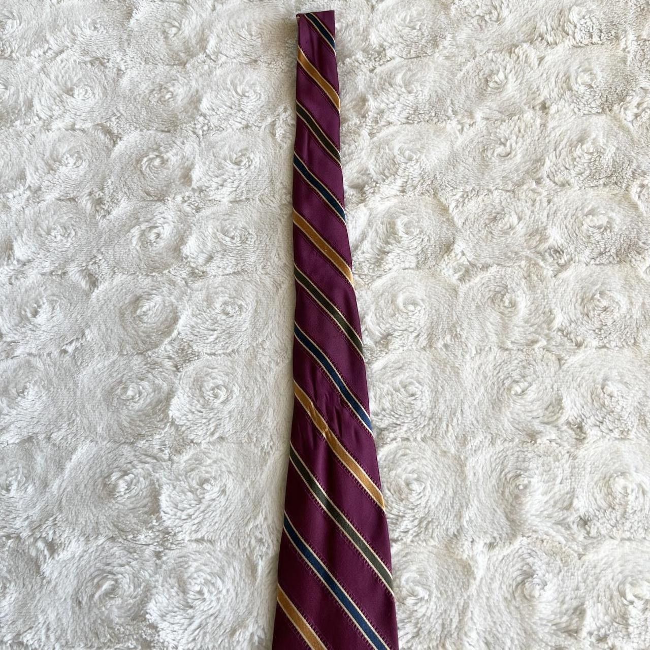 Jos. A. Bank Vintage Jos A Bank Necktie Men Purple Silk Regimental Stripe Size ONE SIZE - 3 Thumbnail