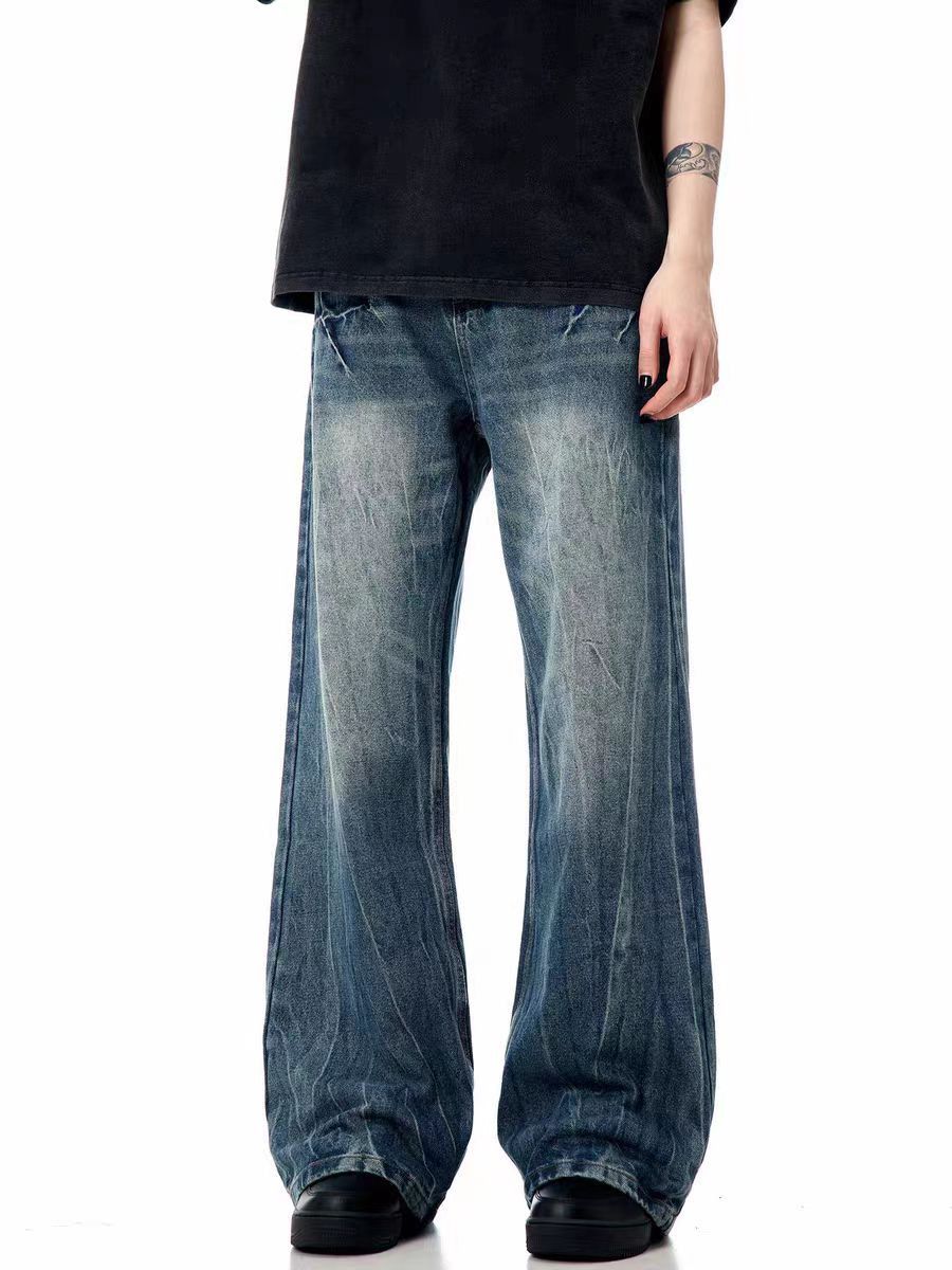 Japanese Brand × Jean Washed street micro flare textured baggy jeans Size US 31 - 2 Thumbnail