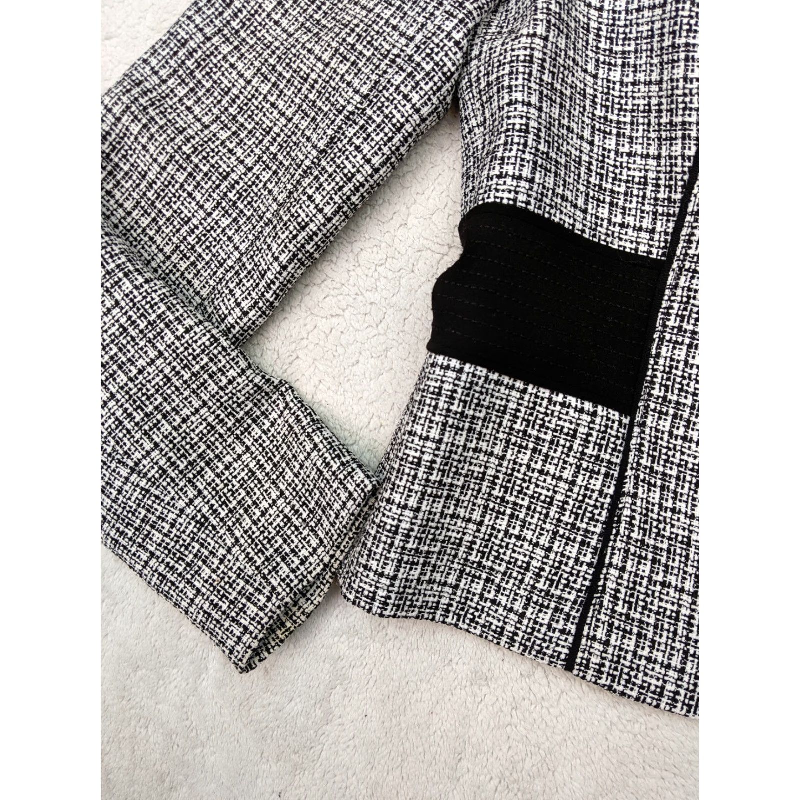 Calvin Klein Calvin Klein Womens 2 Stretch Black White Tweed Full Zip Jacket DK Split Size XXL / US 16-18 / IT 52-54 - 3 Thumbnail