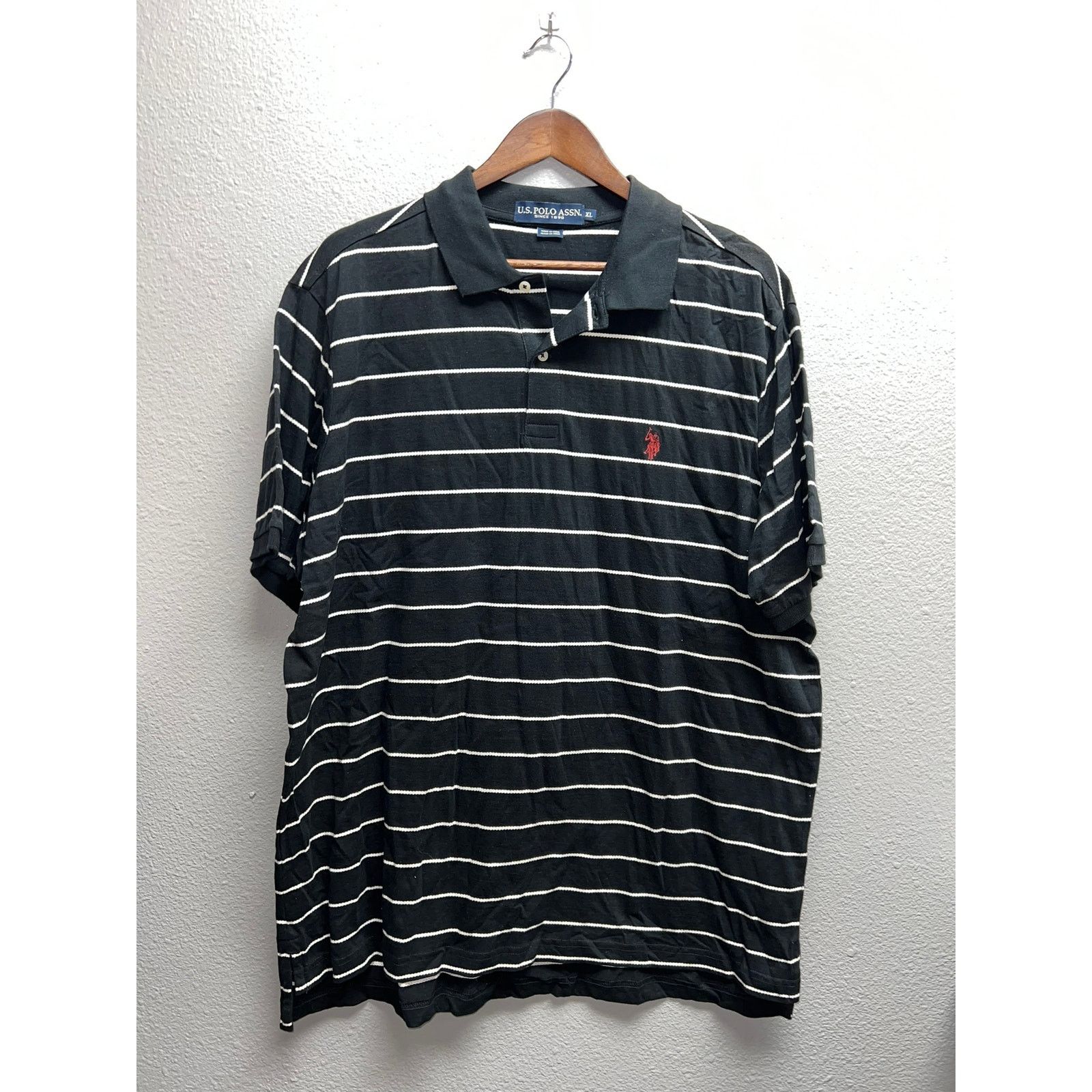 U.S. Polo Assn. US Polo Assn Polo Shirt Black White Striped Mens X-Large Size US XL / EU 56 / 4 - 1 Thumbnail