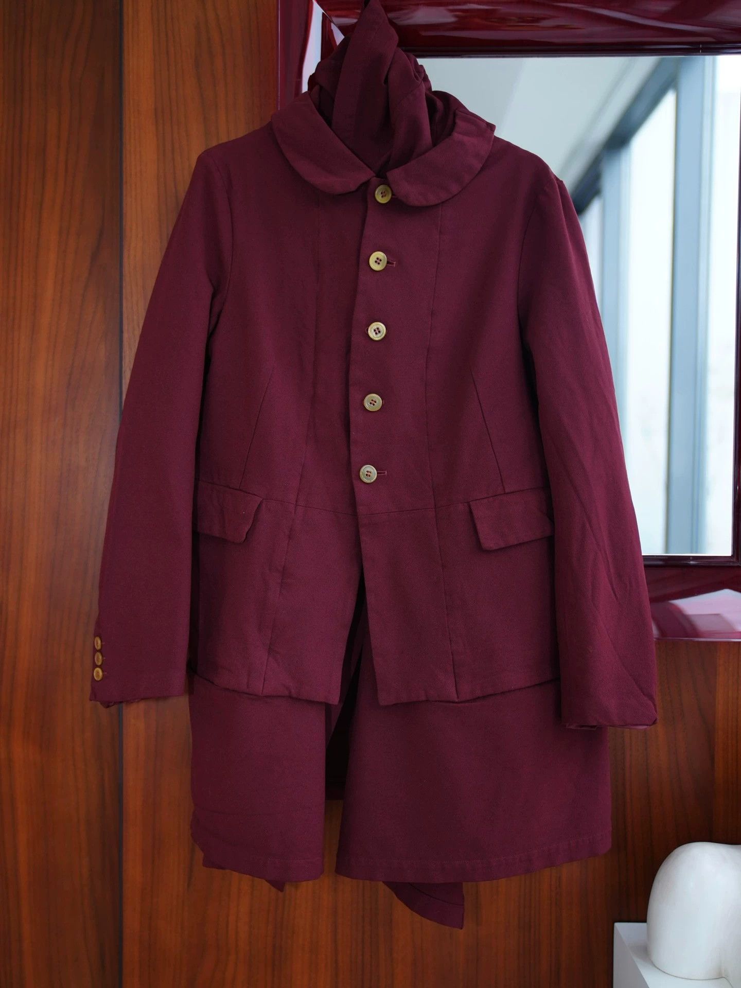 Comme des Garcons CDG Dark Burgundy Layered Trench Coat Japan S Size S / US 4 / IT 40 - 3 Thumbnail