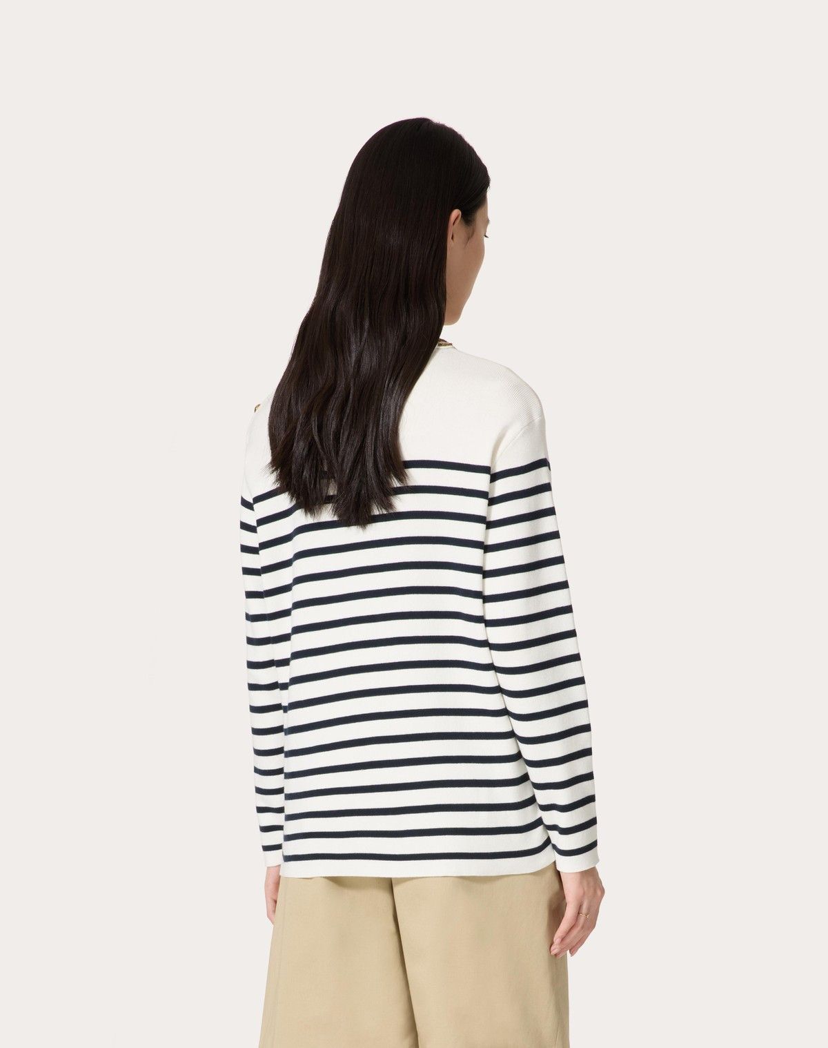 Valentino o1s1wg110525 Embroidered Cotton Sweater in White Size XS / US 0-2 / IT 36-38 - 4 Thumbnail