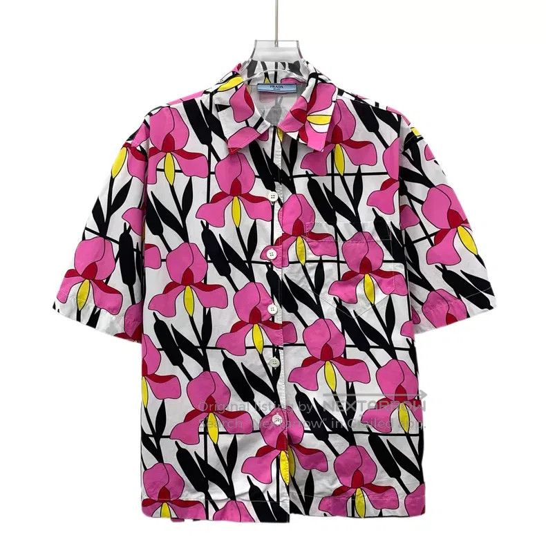 Prada Prada Color-blocked floral print cotton lapel single-breas Size XXS / US 00 / IT 34 - 1 Thumbnail