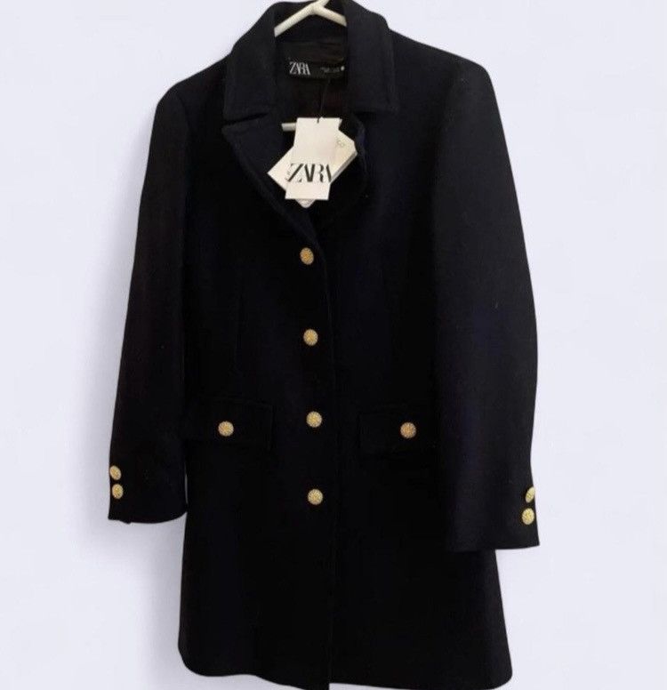 Zara NWT Zara Manteco (Italian Wool) Navy Blue Coat Sz XS Size XS / US 0-2 / IT 36-38 - 4 Thumbnail