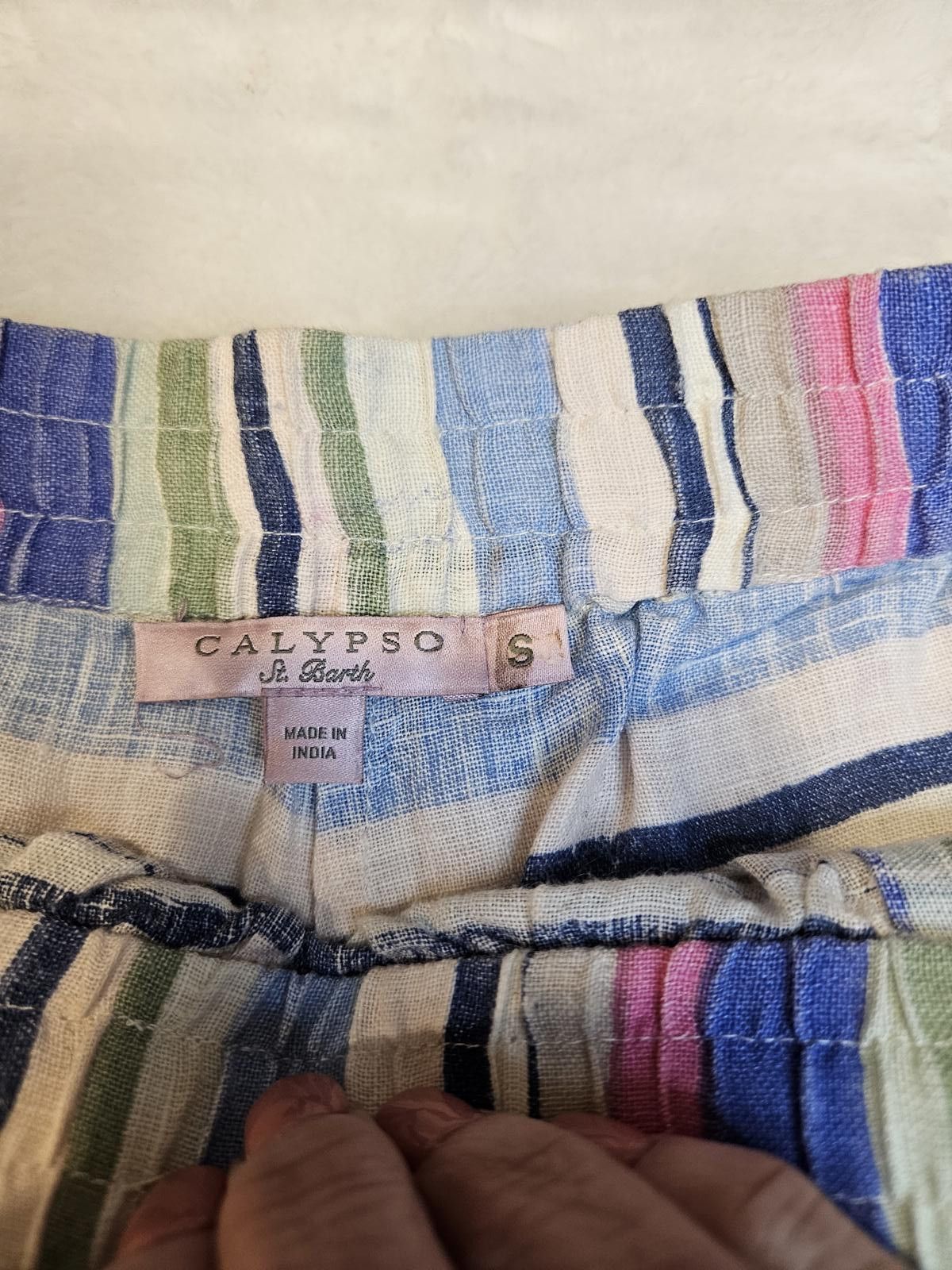 Designer Calypso Colorful Striped Linen Summer Shorts Size 28" / US 6 / IT 42 - 6 Thumbnail